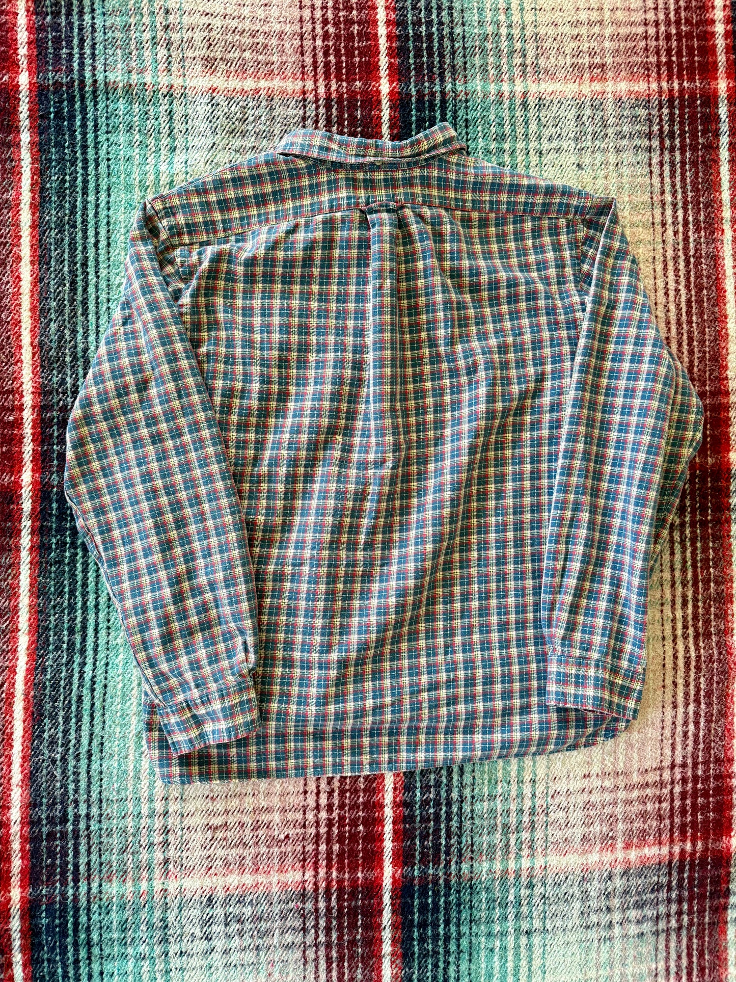 -90s Ralph Lauren Teal/Yellow/Red Plaid Flannel XXL