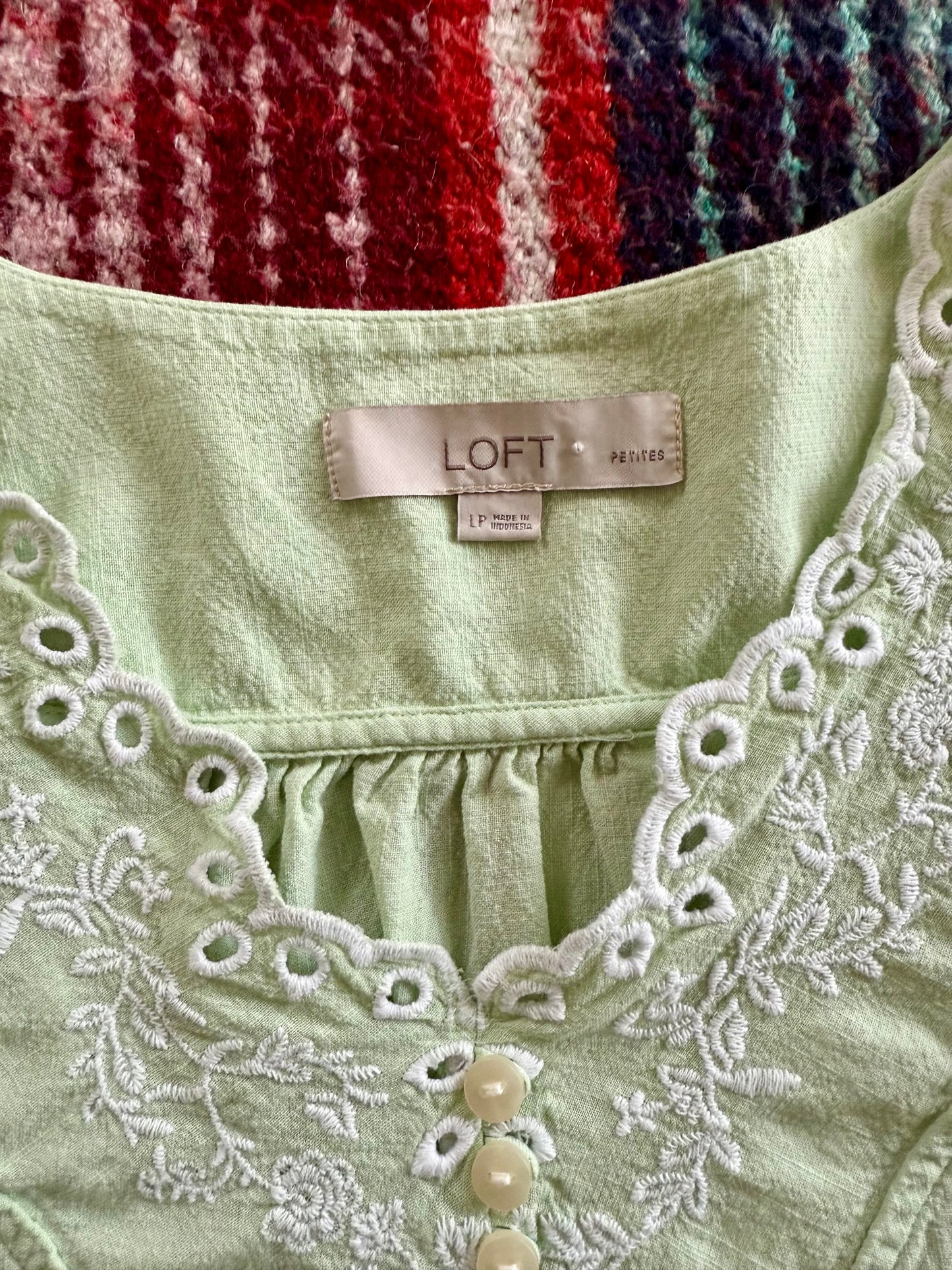 00s Loft Green Embroidered Top LP