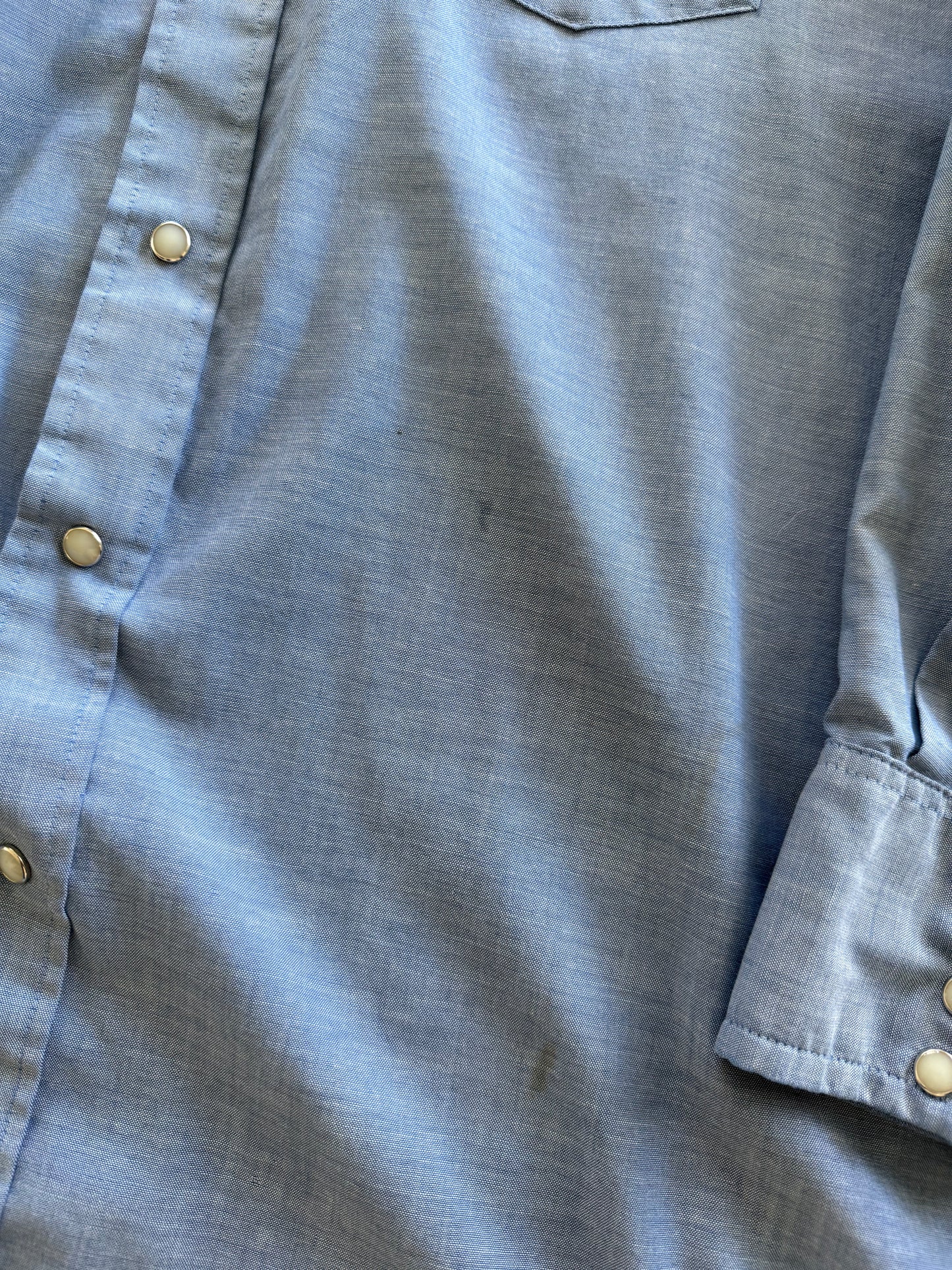 70s Washington Dee Cee Sawtooth Pearl Snap Chambray Shirt XL