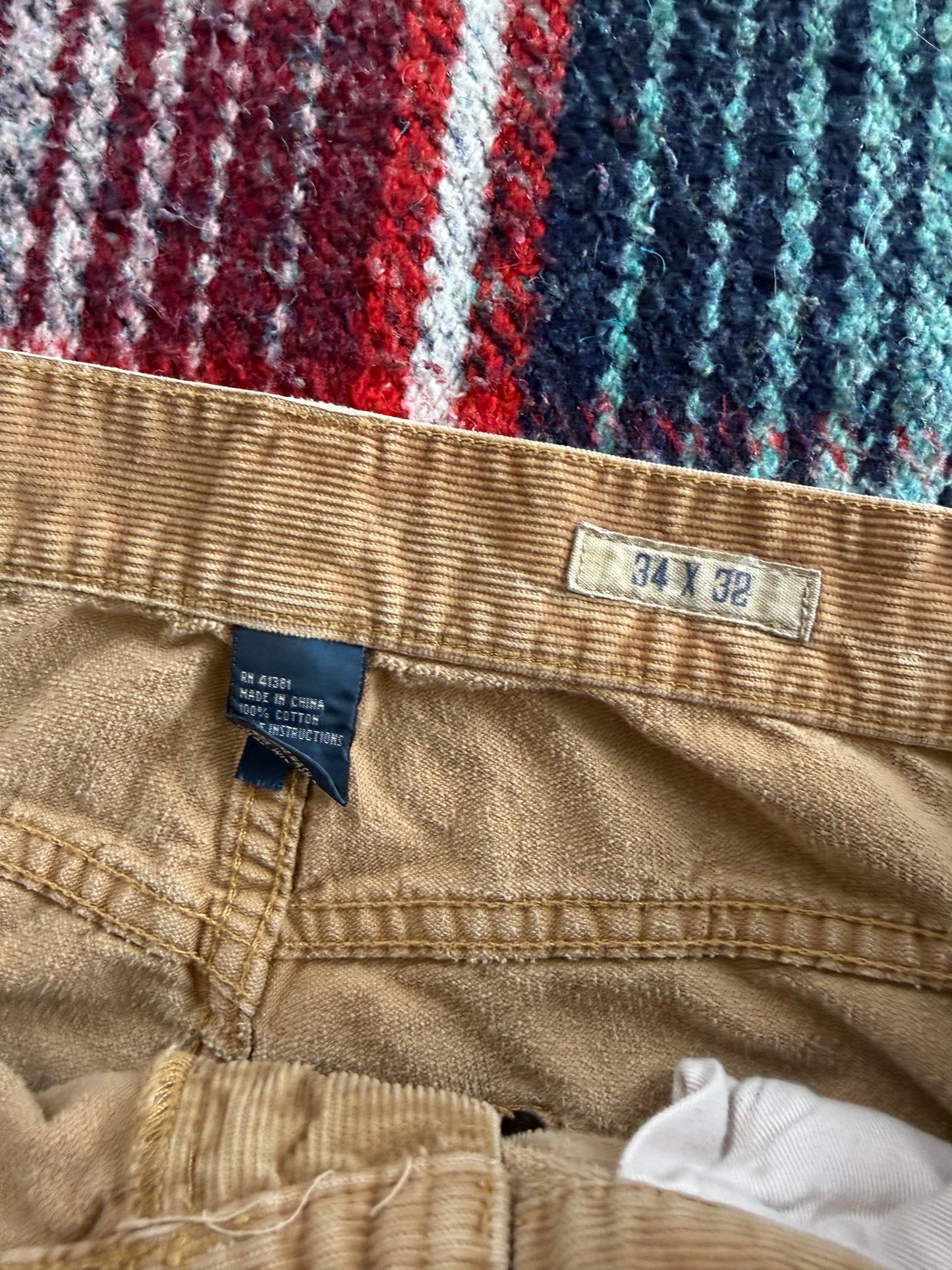 90s Polo Ralph Lauren Straight Leg Tan Corduroy Pants 34x32