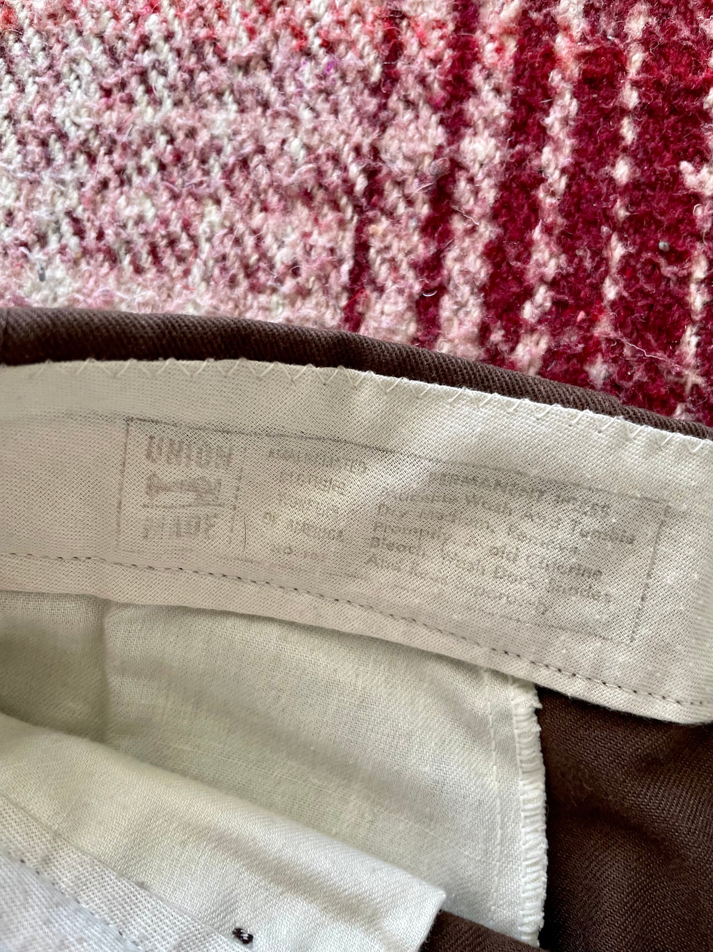 60s Union Made Flat Front Brown Work Pants 32x27