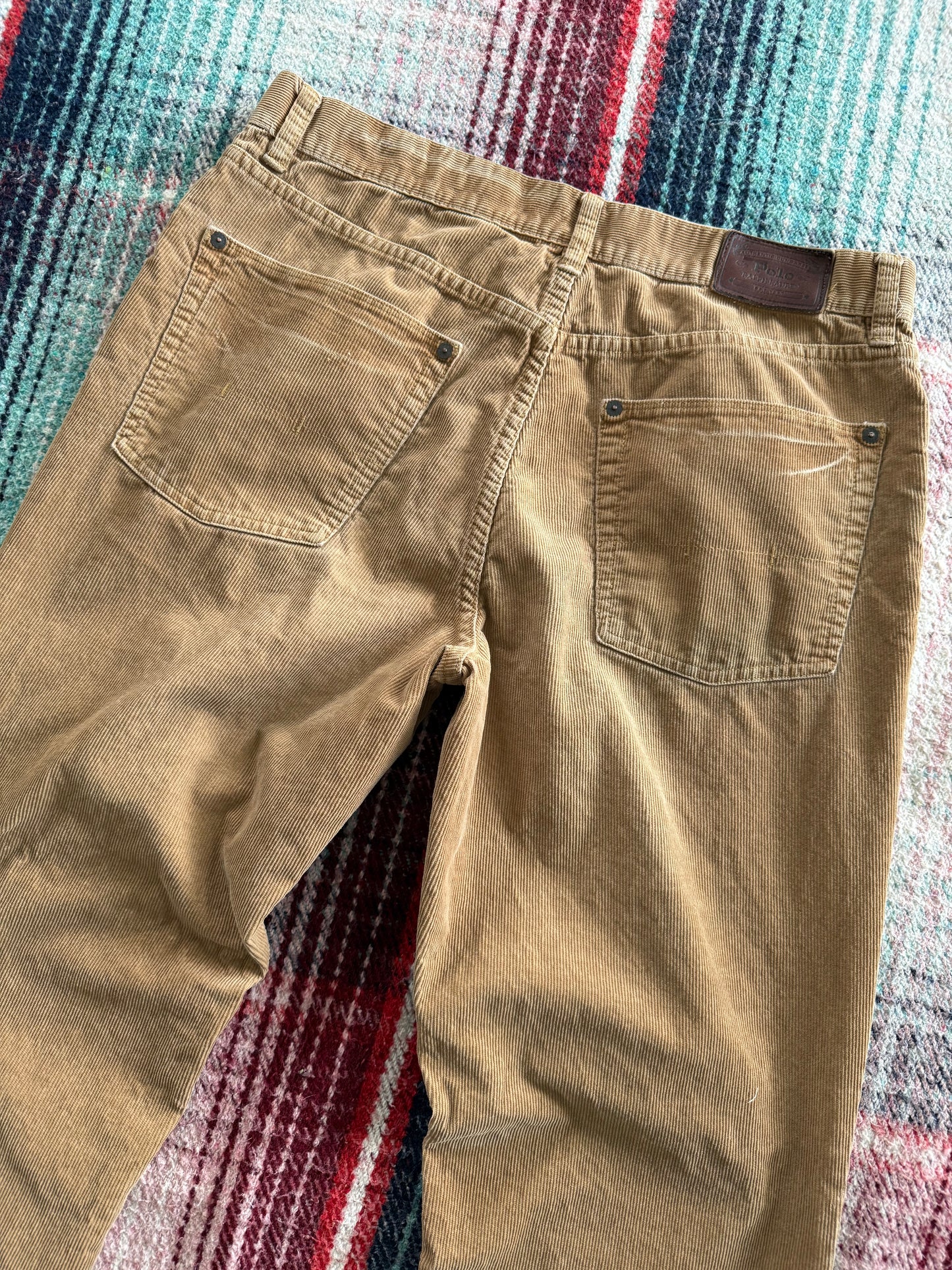 90s Polo Ralph Lauren Straight Leg Tan Corduroy Pants 34x32