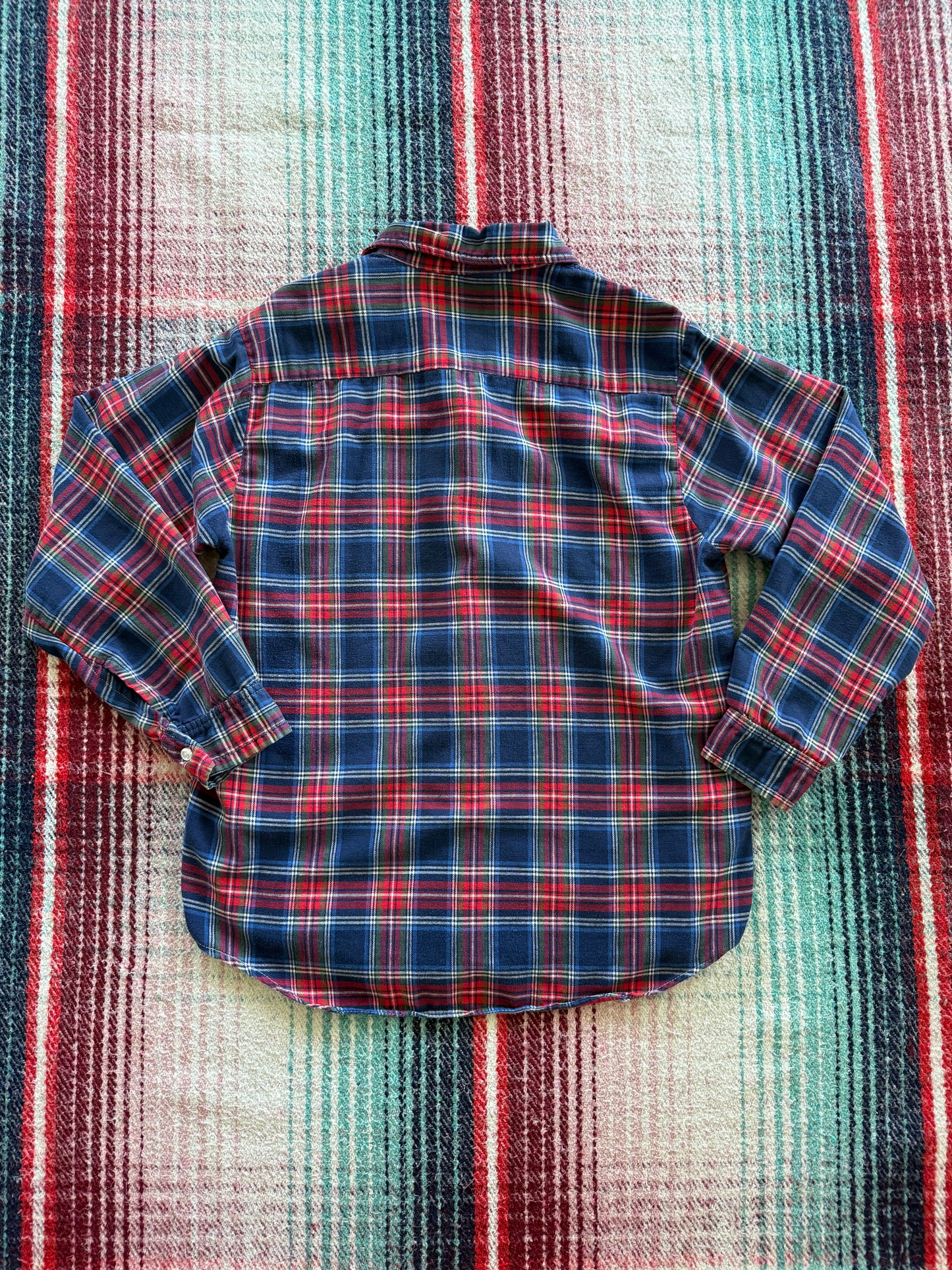 70s Northway Blue/Red/Green Plaid Flannel L