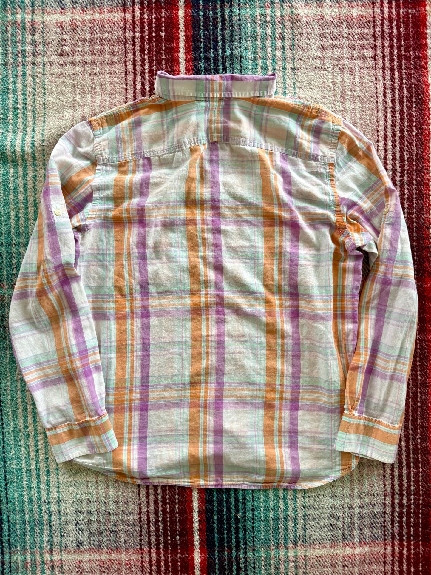 00s Lauren Jeans Co. Ralph Lauren Pink/Orange Plaid Madras Shirt L