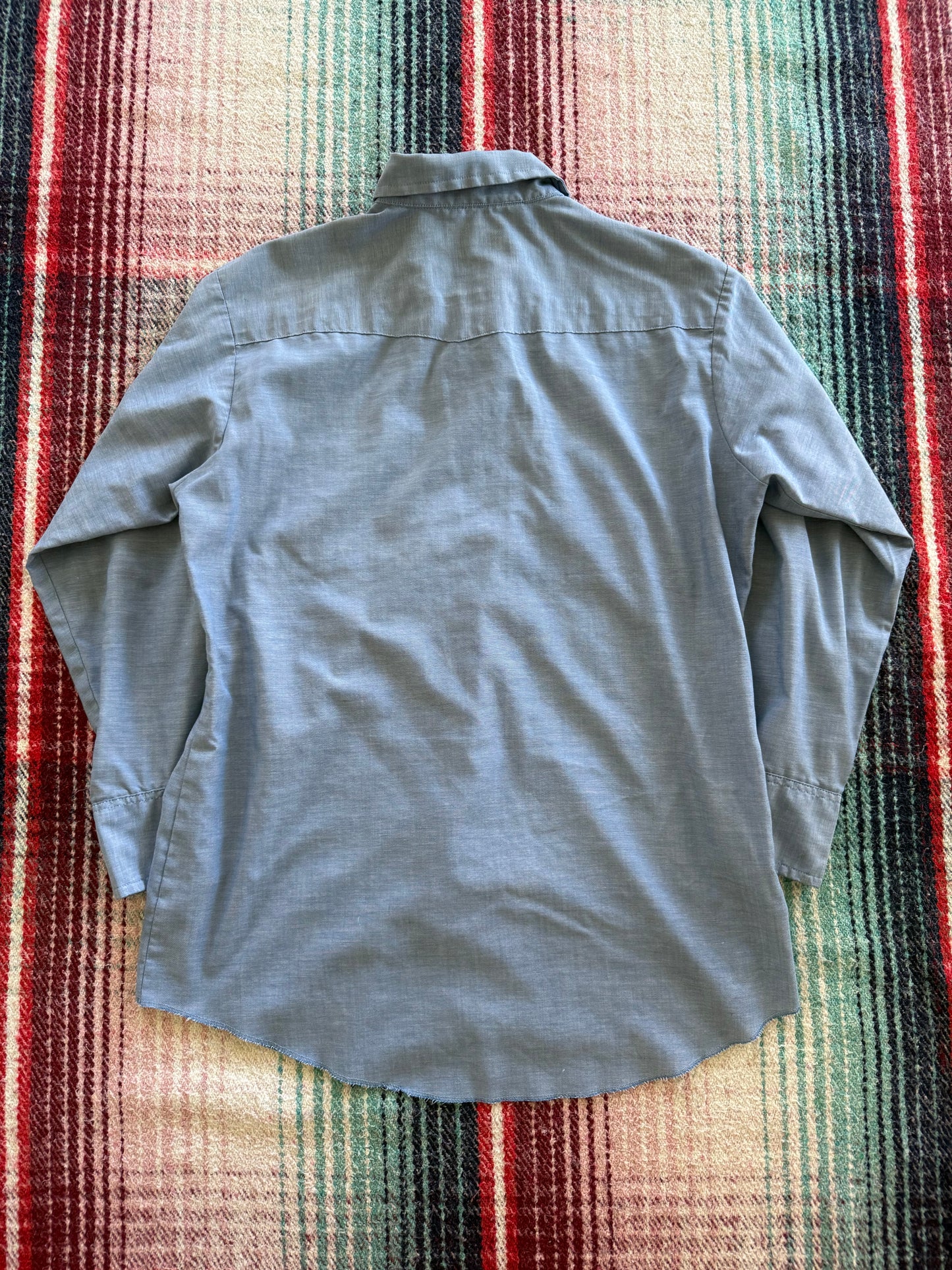 70s Washington Dee Cee Sawtooth Pearl Snap Chambray Shirt XL