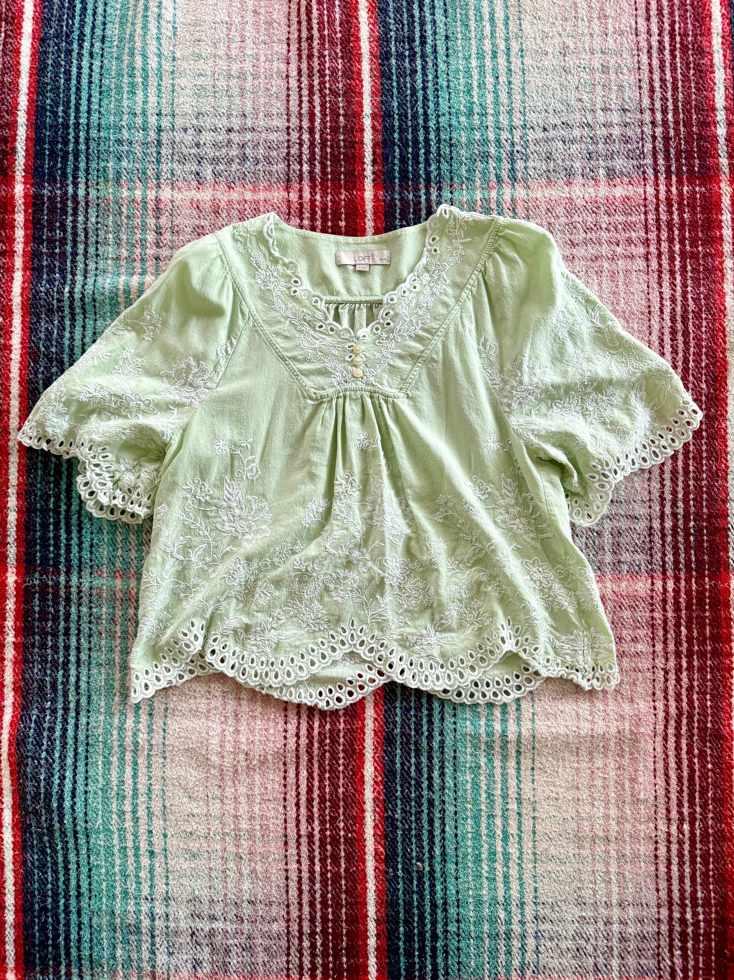 00s Loft Green Embroidered Top LP