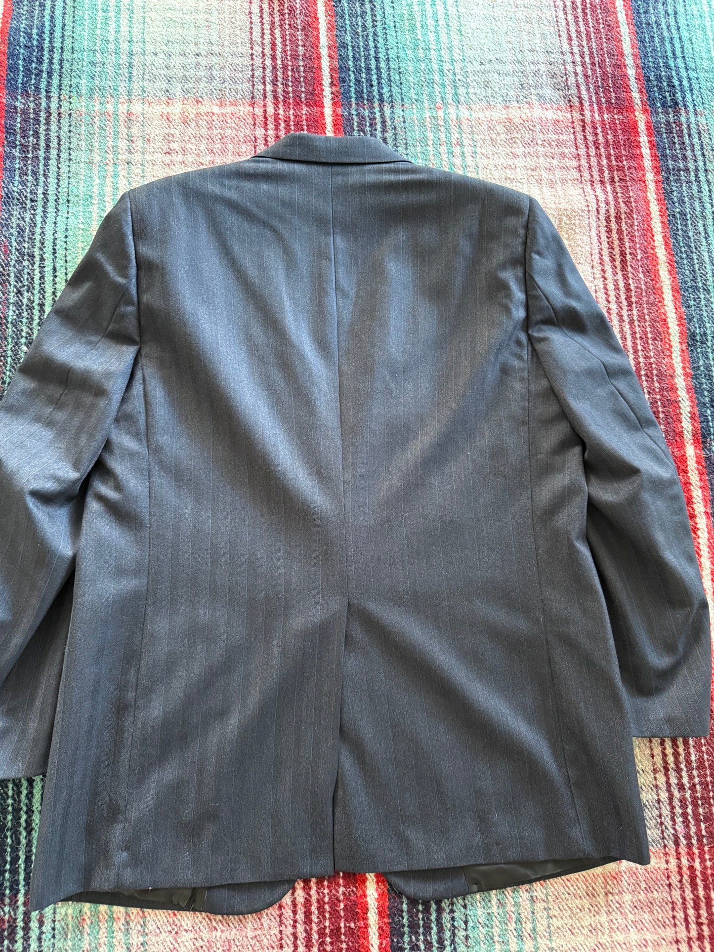 80s Burberry Navy Pinstripe Blazer 46/XL