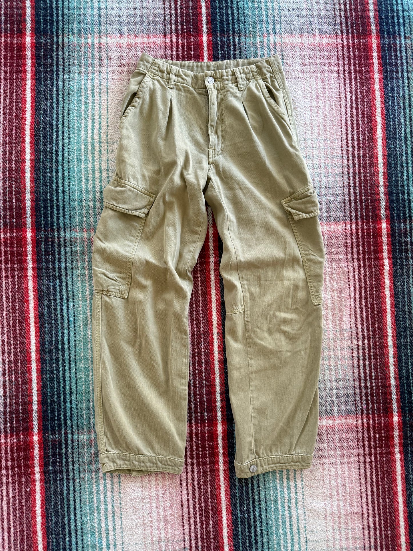 Free People Light Green Cargo Pants 0