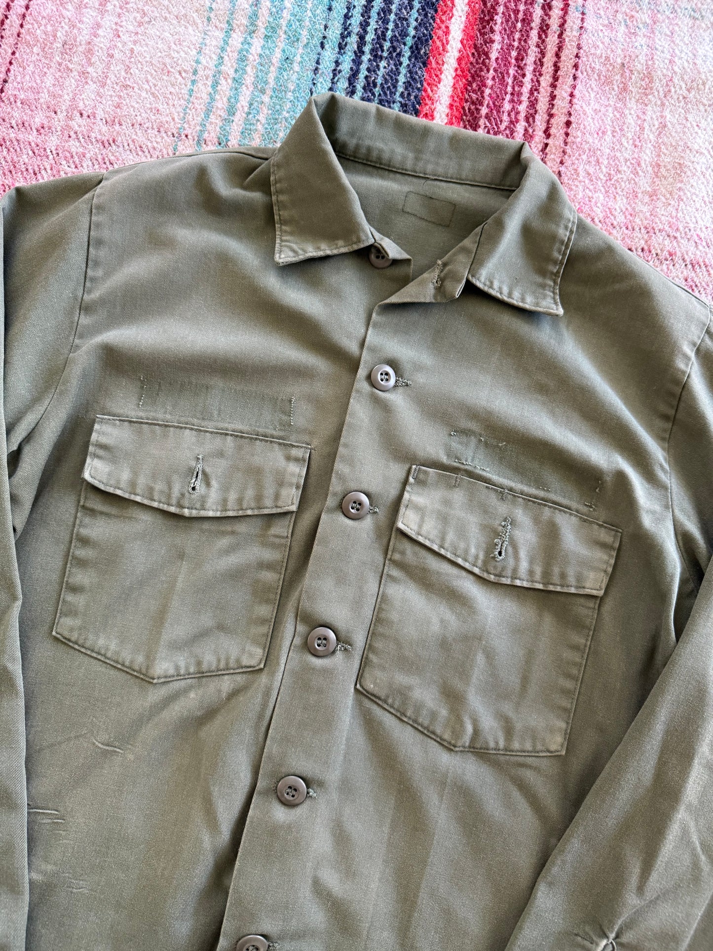 80s OG 507 Distressed Fatigue Shirt L