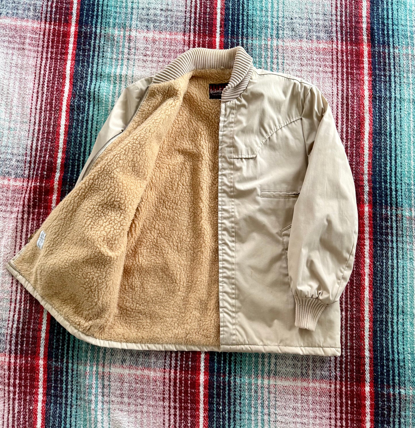 70s Tan Fleece Lined Ranch Coat 44/L