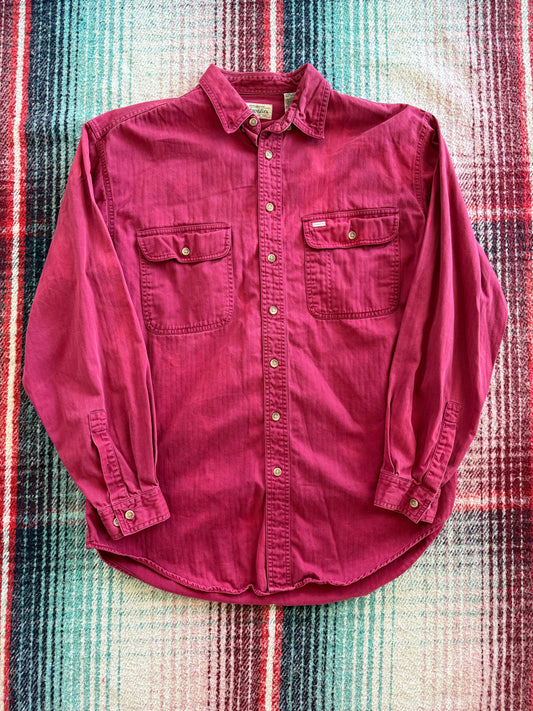 90s St. John’s Bay Red Herringbone Sun-faded Work Shirt XL