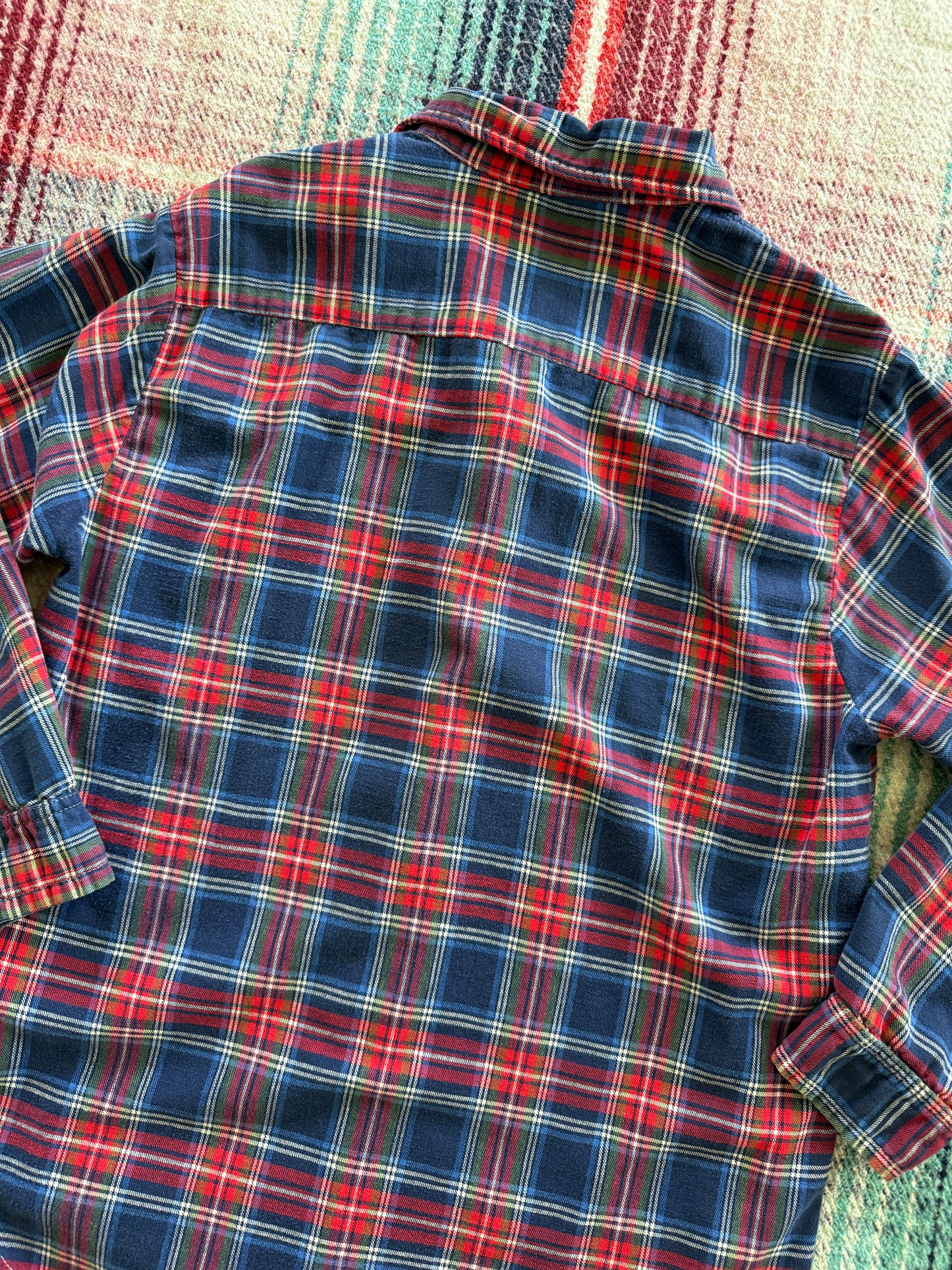 70s Northway Blue/Red/Green Plaid Flannel L
