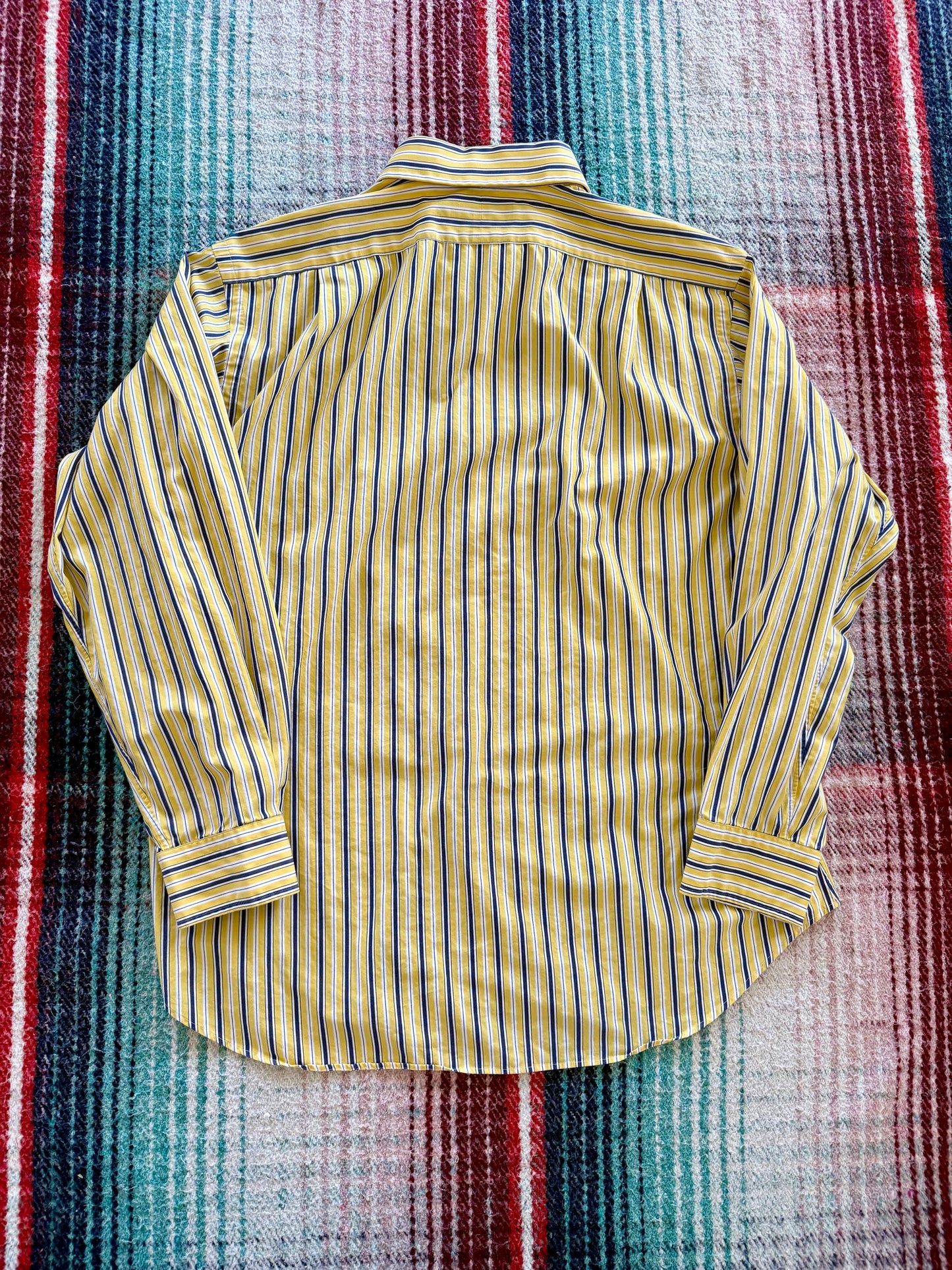 90s Polo Ralph Lauren Yellow/Blue Striped Curham Shirt XL