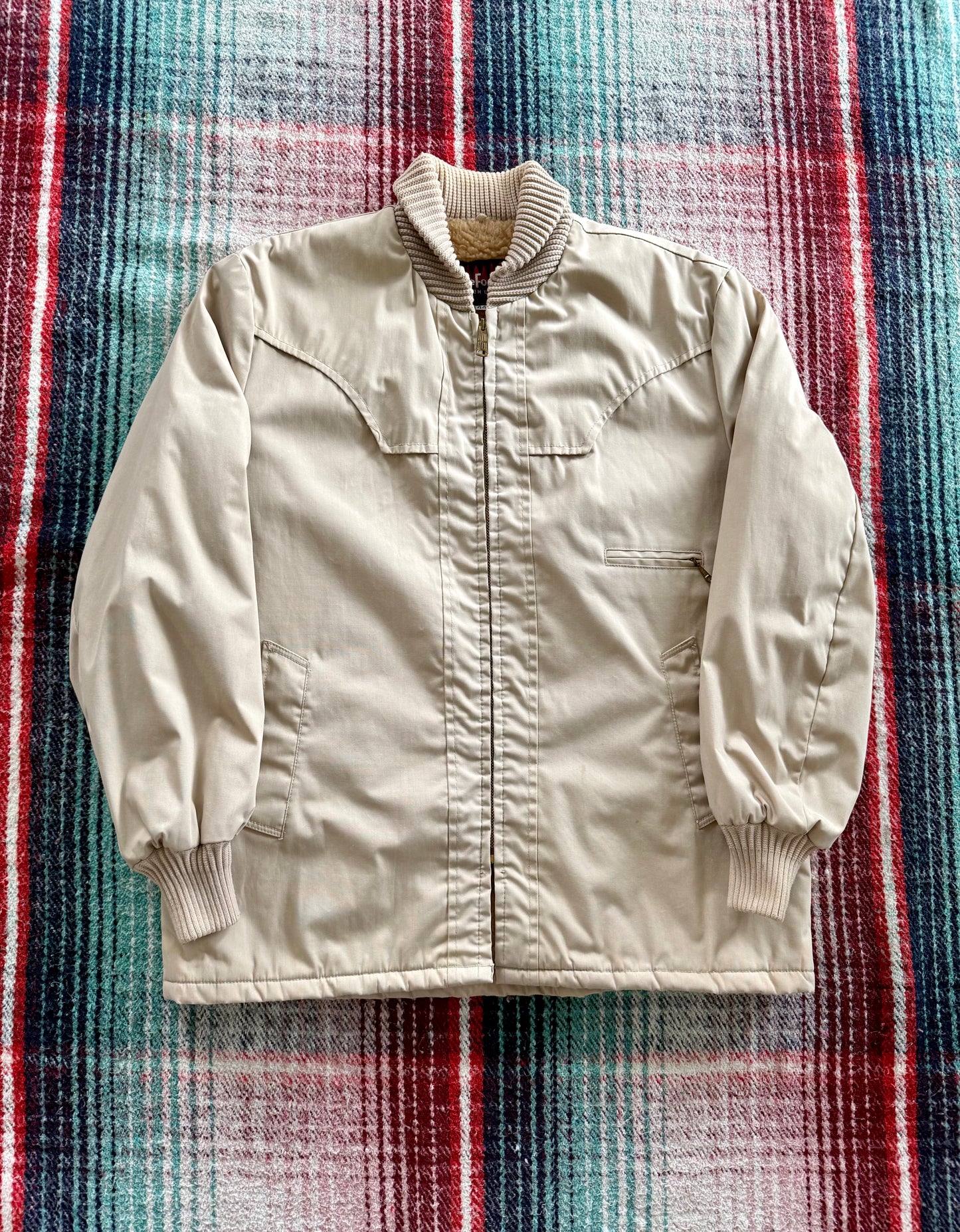 70s Tan Fleece Lined Ranch Coat 44/L