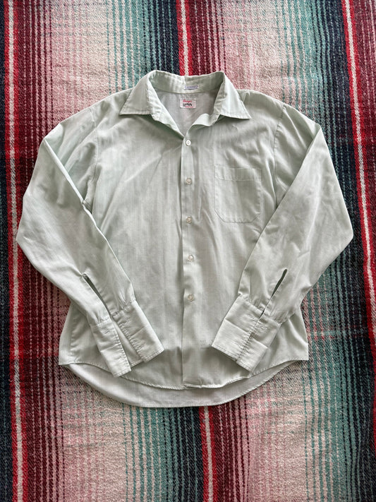 60s Mint Green Stripe French Cuff Dress Shirt L