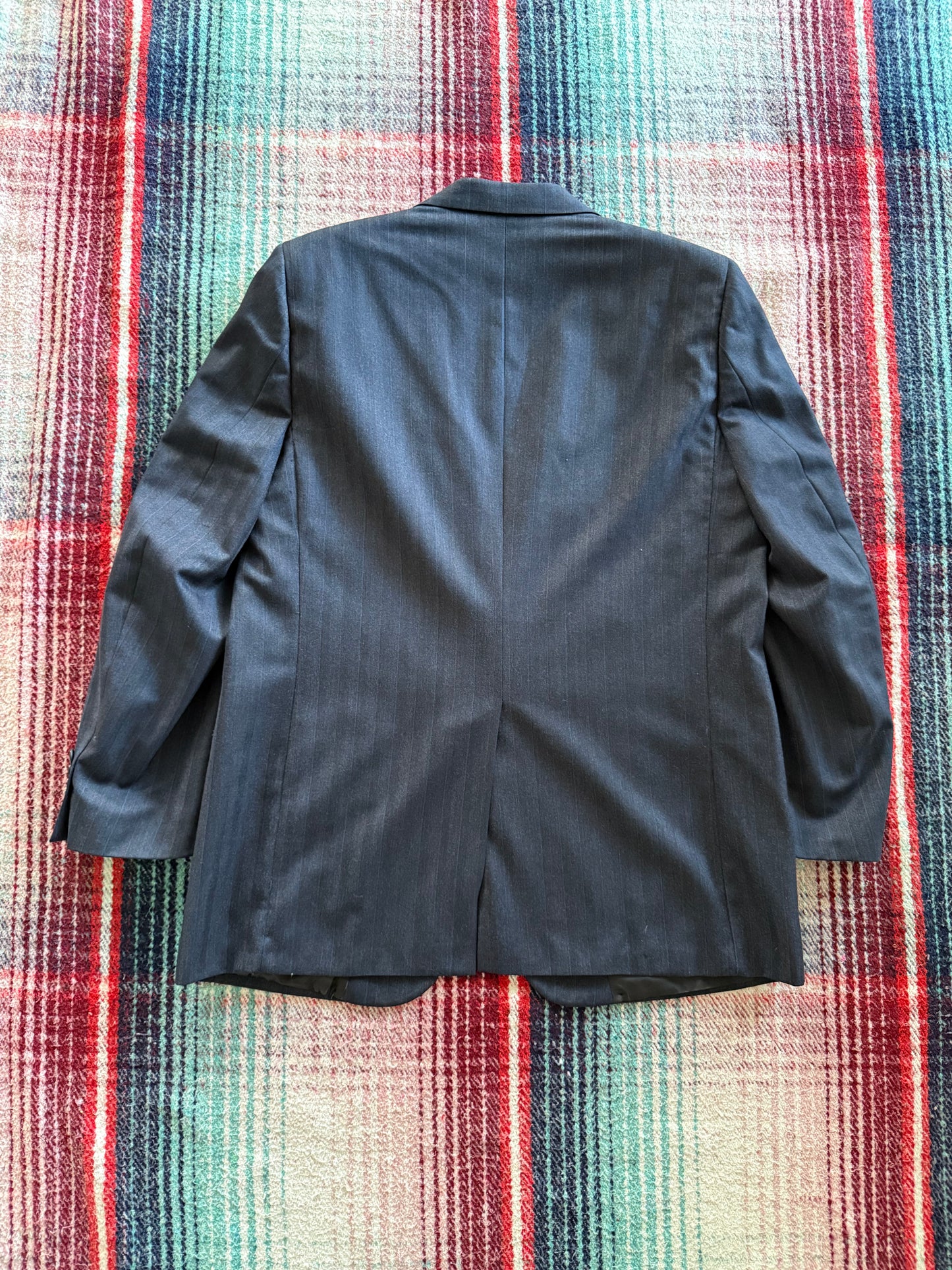 80s Burberry Navy Pinstripe Blazer 46/XL