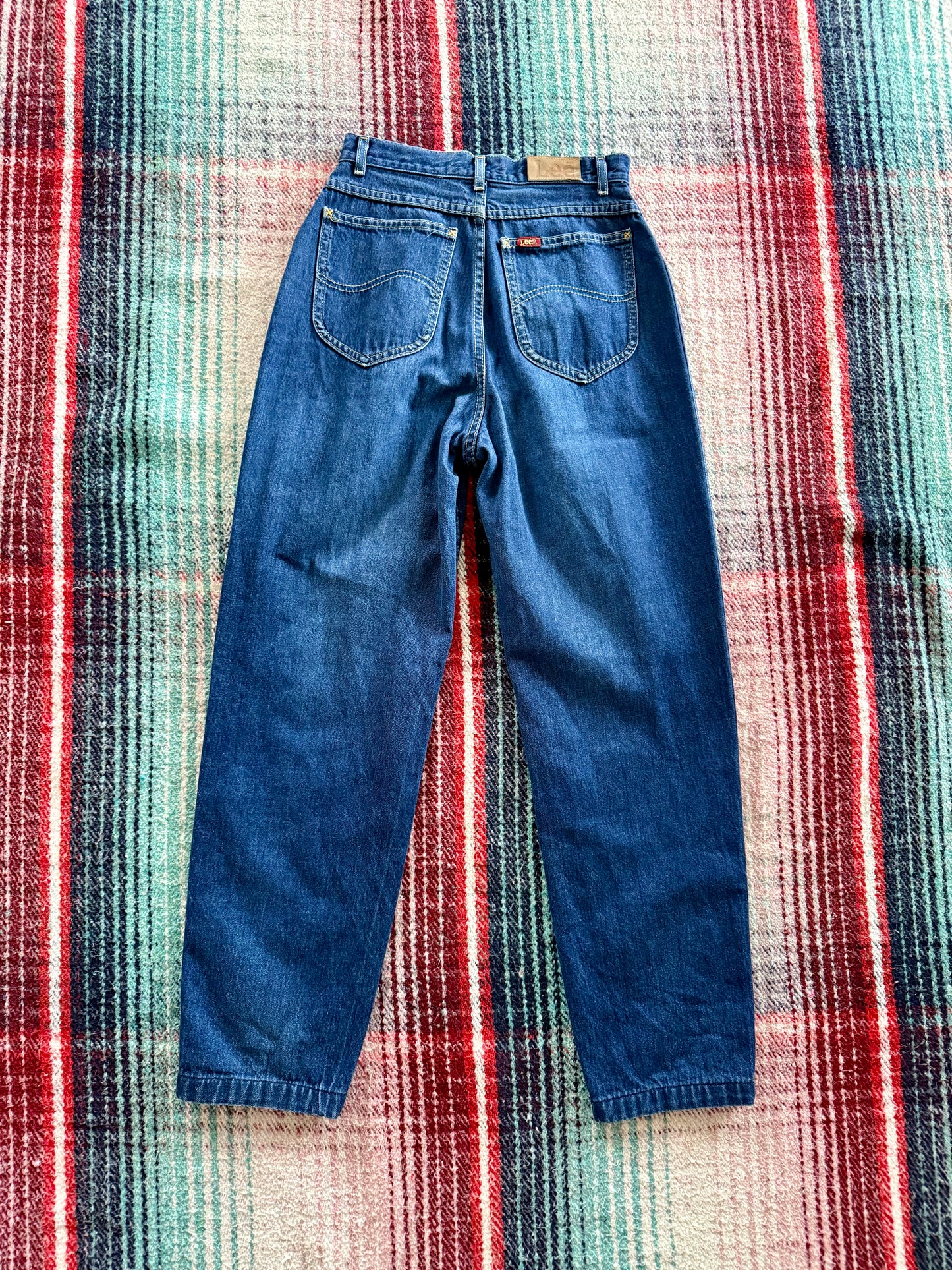70s Lee Pleated Tapered Medium Wash Jeans 25x29