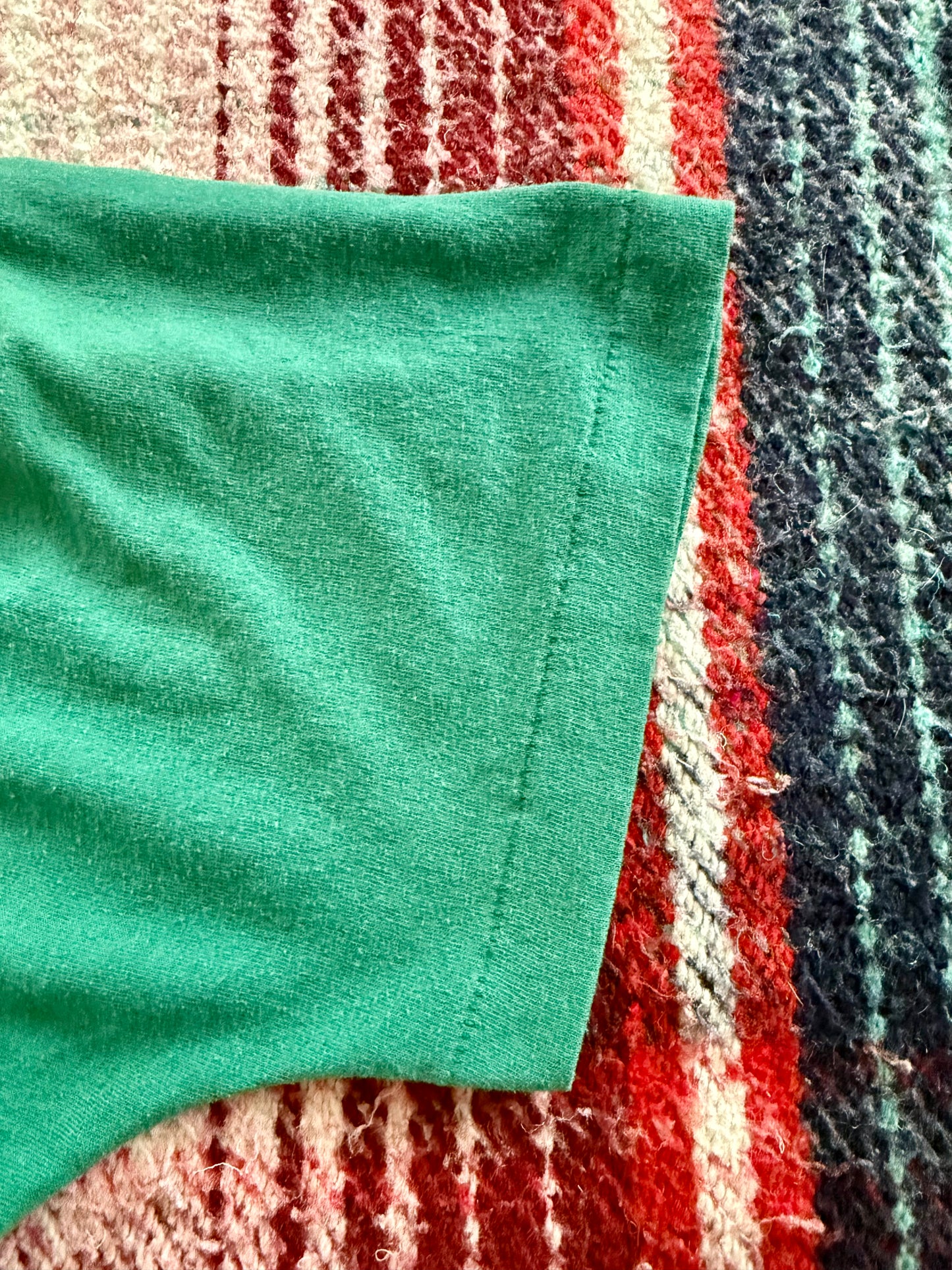 70s Single Stitch Green Selvedge Pocket Tee M