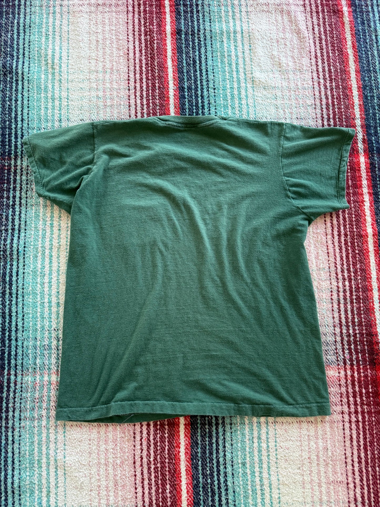 70s Fruit of the Loom Green Selvedge Pocket Tee L