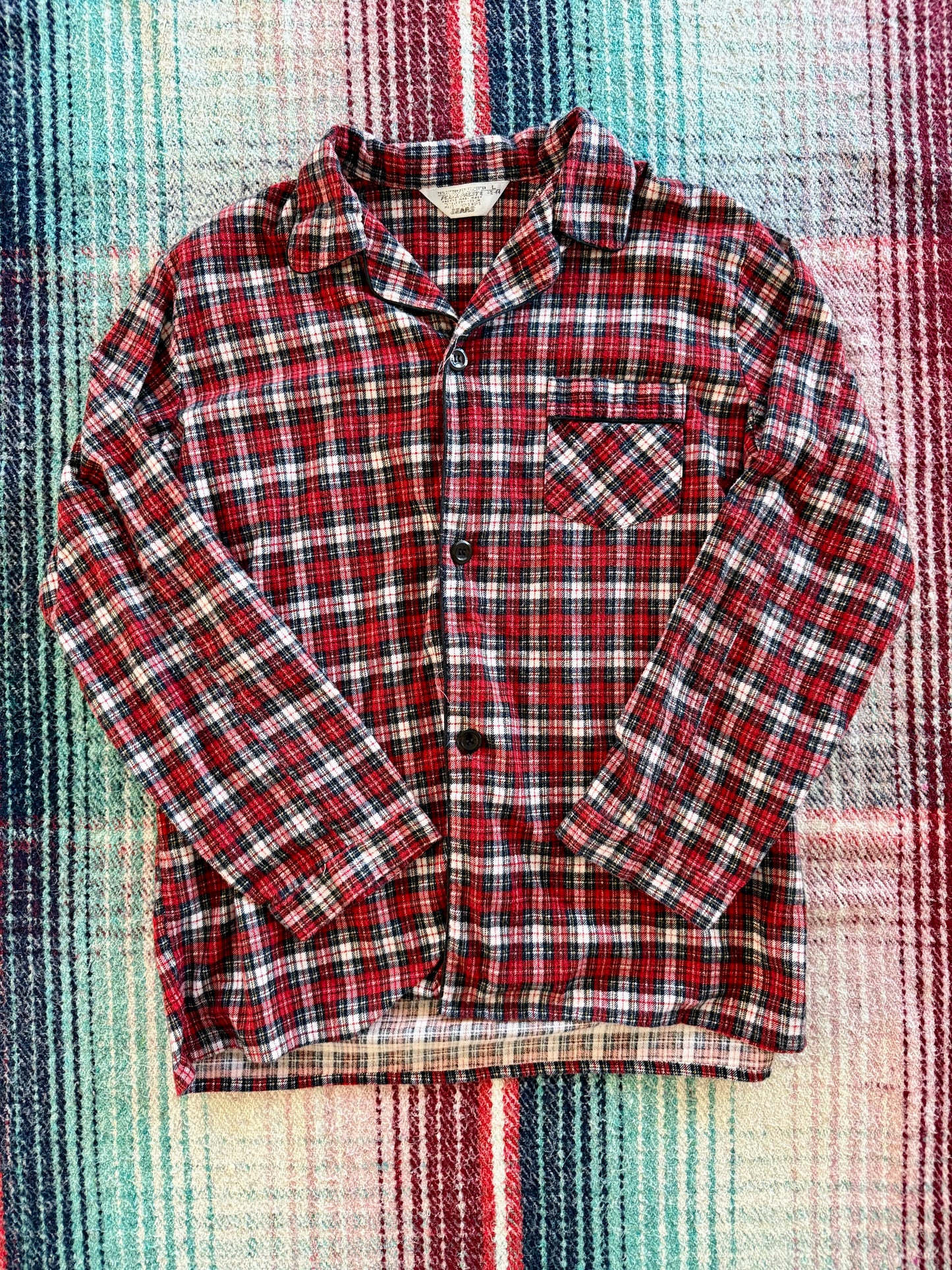 70s Sears Red Plaid Overshirt L
