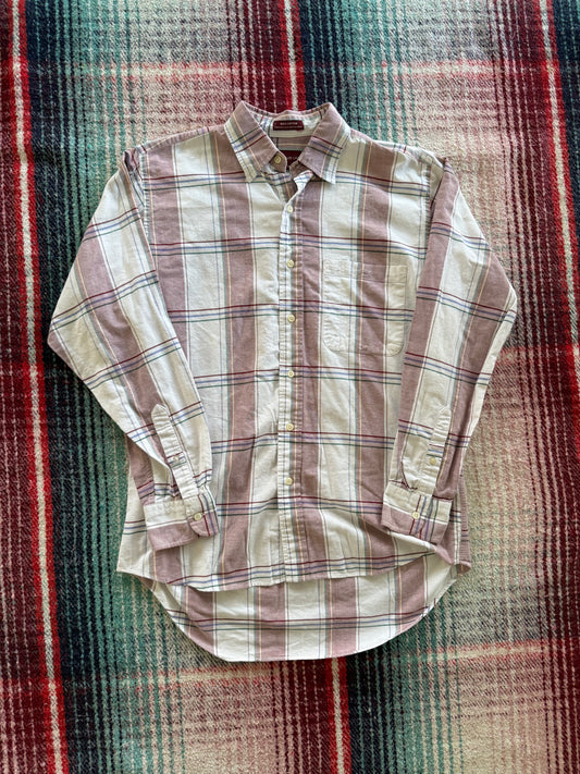 90s Chaps Ralph Lauren Cream/Maroon Shirt M