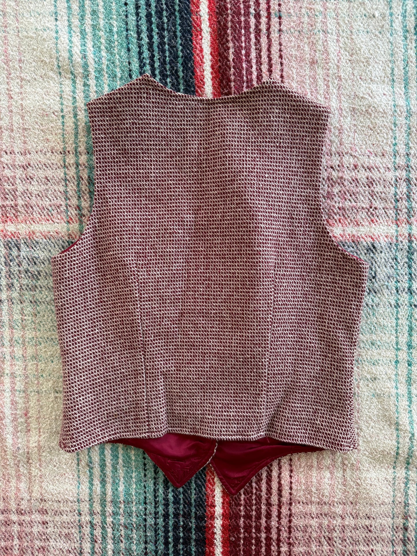 60s Sears Red Tweed Wool Vest S