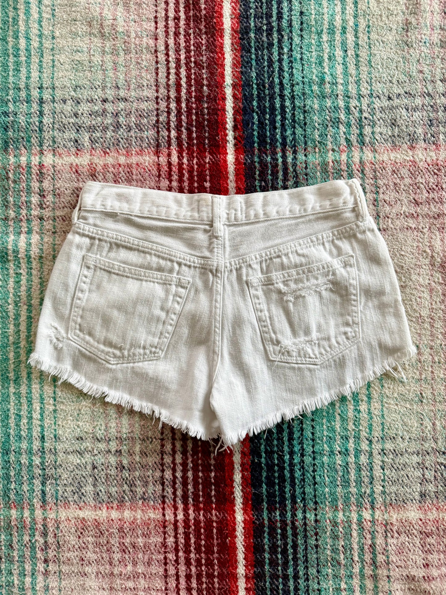 Free People White Distressed Shorts 26