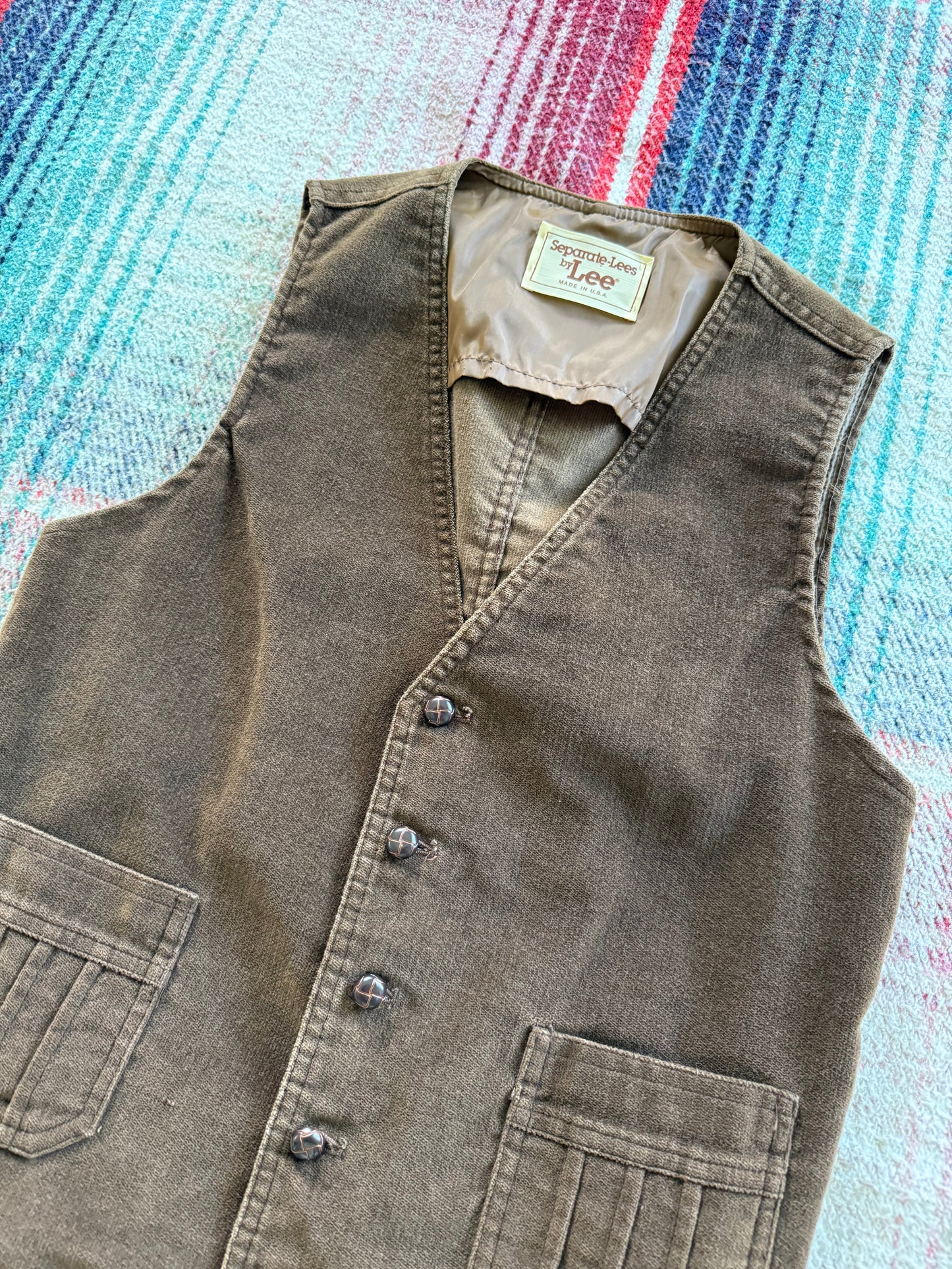 70s Lee Brown Brushed Cotton Vest M