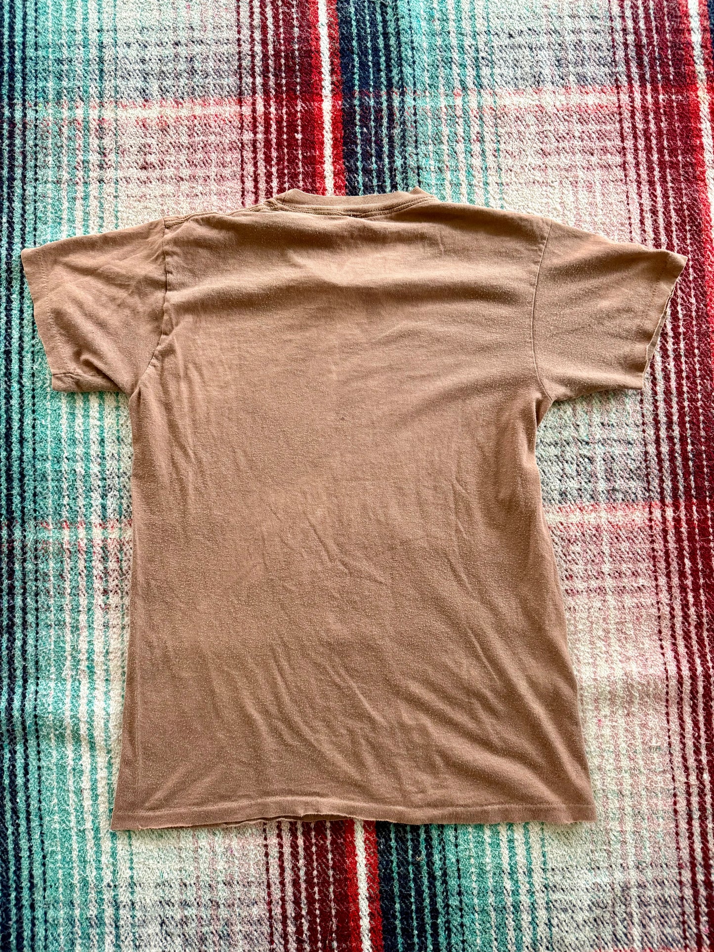 70s Single Stitch Distressed Sun Faded Brown Tee M
