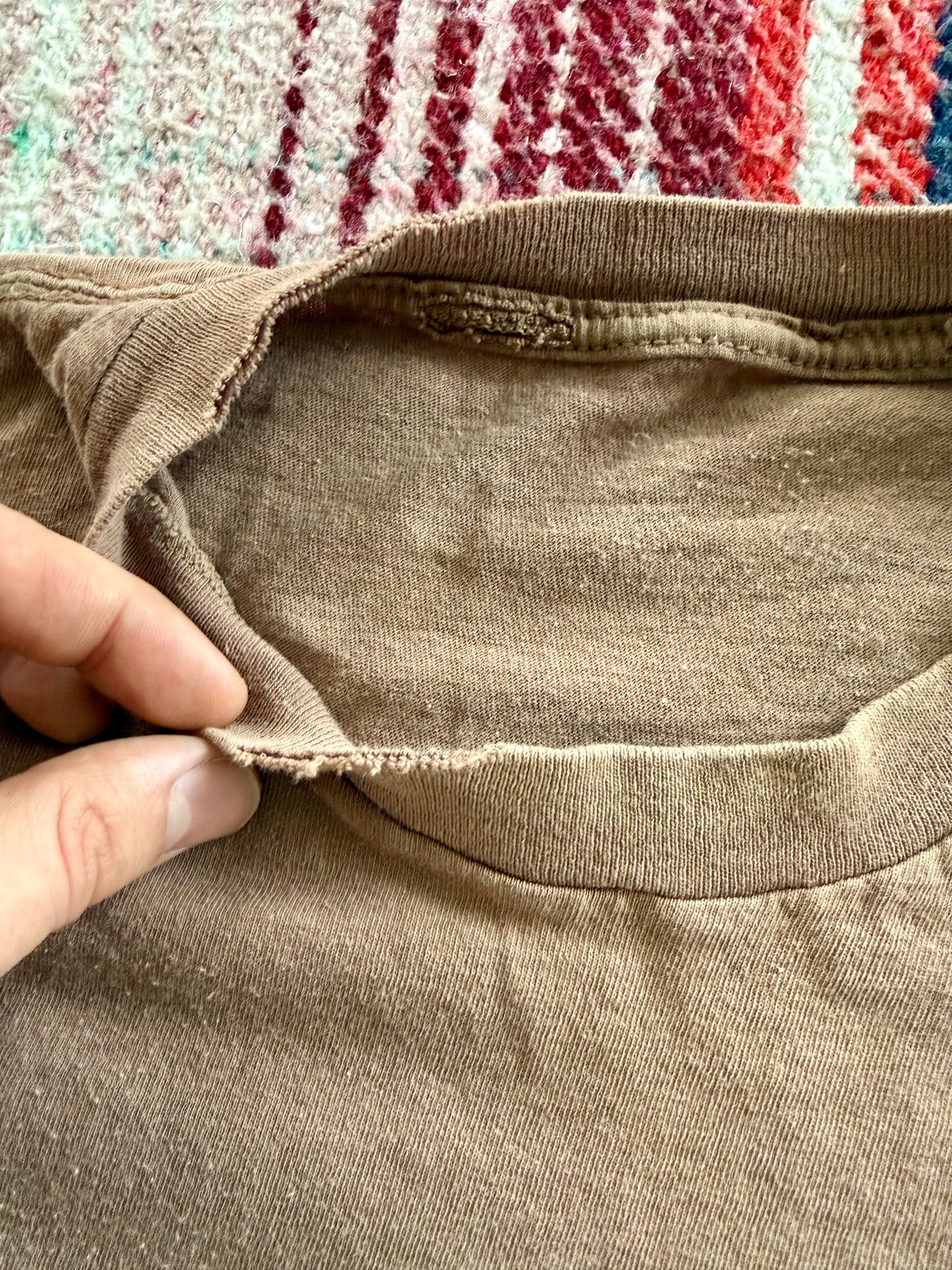70s Single Stitch Distressed Sun Faded Brown Tee M