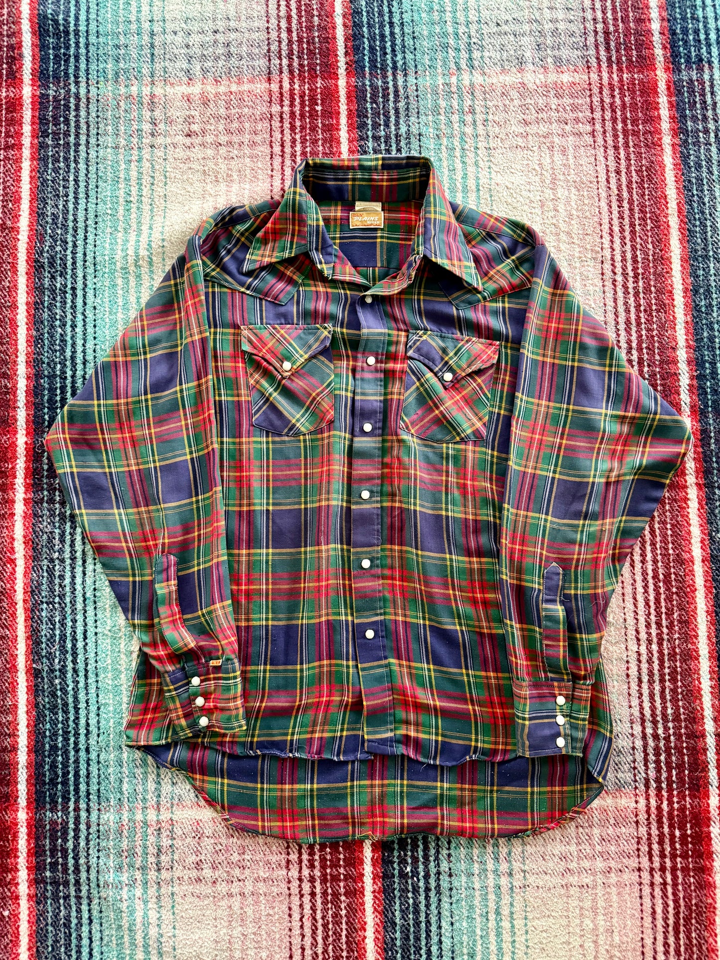 70s Ely Plains Plaid Pearl Snap Western Shirt