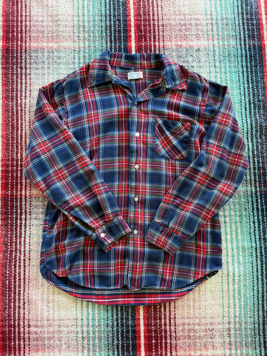 70s Northway Blue/Red/Green Plaid Flannel L