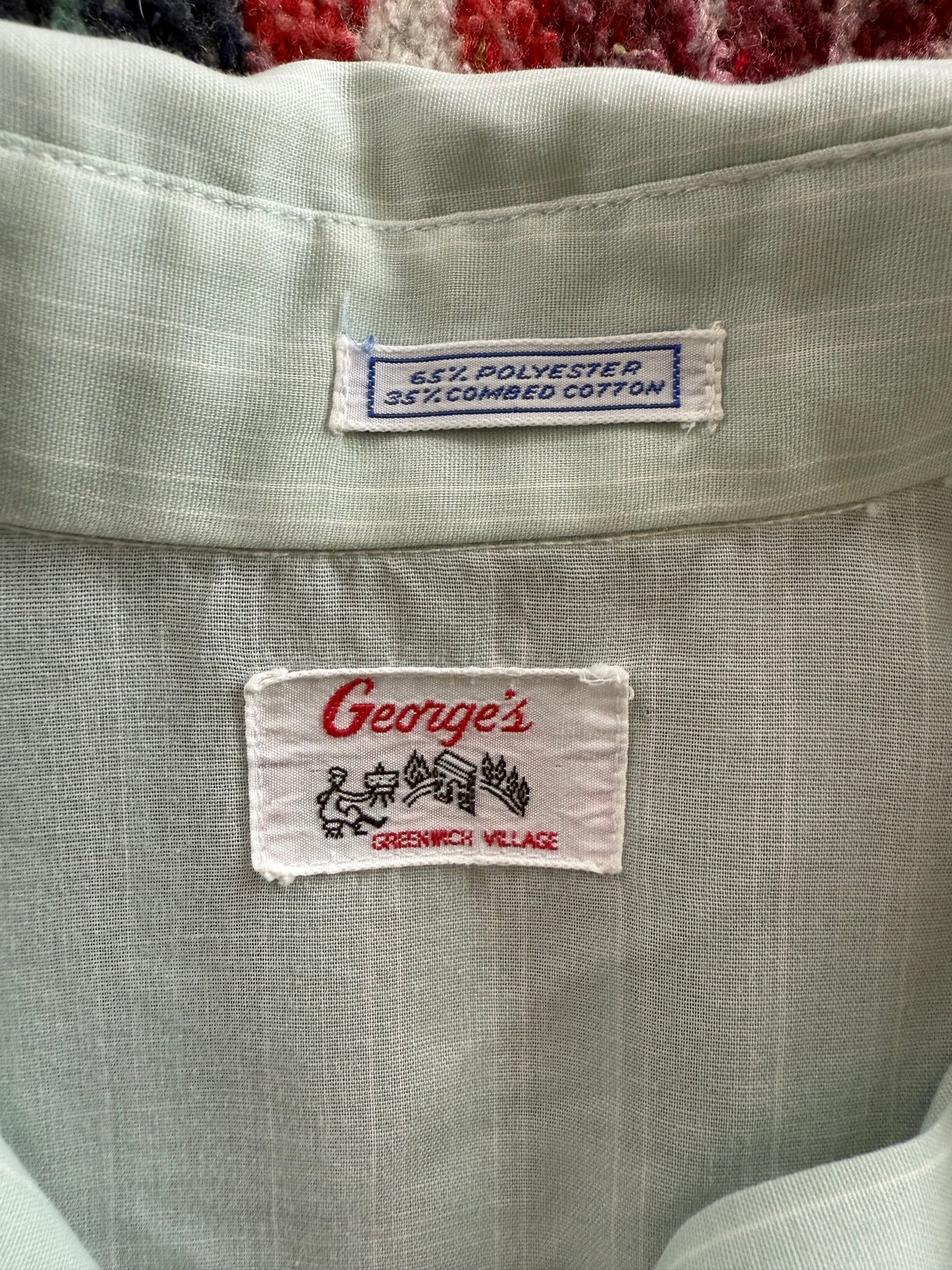 60s Mint Green Stripe French Cuff Dress Shirt L