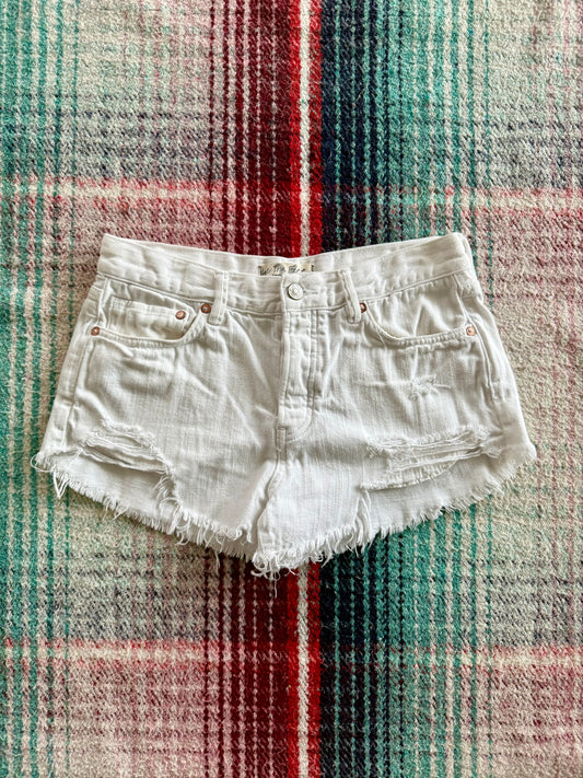 Free People White Distressed Shorts 26