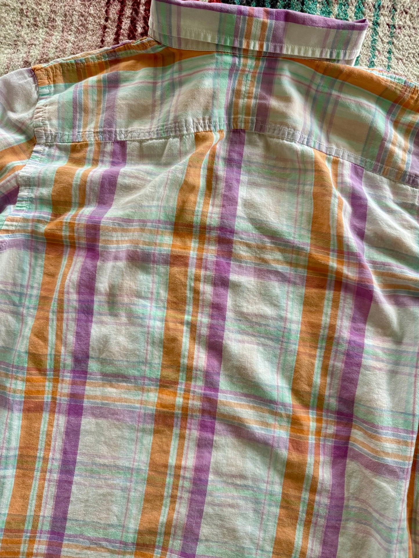 00s Lauren Jeans Co. Ralph Lauren Pink/Orange Plaid Madras Shirt L