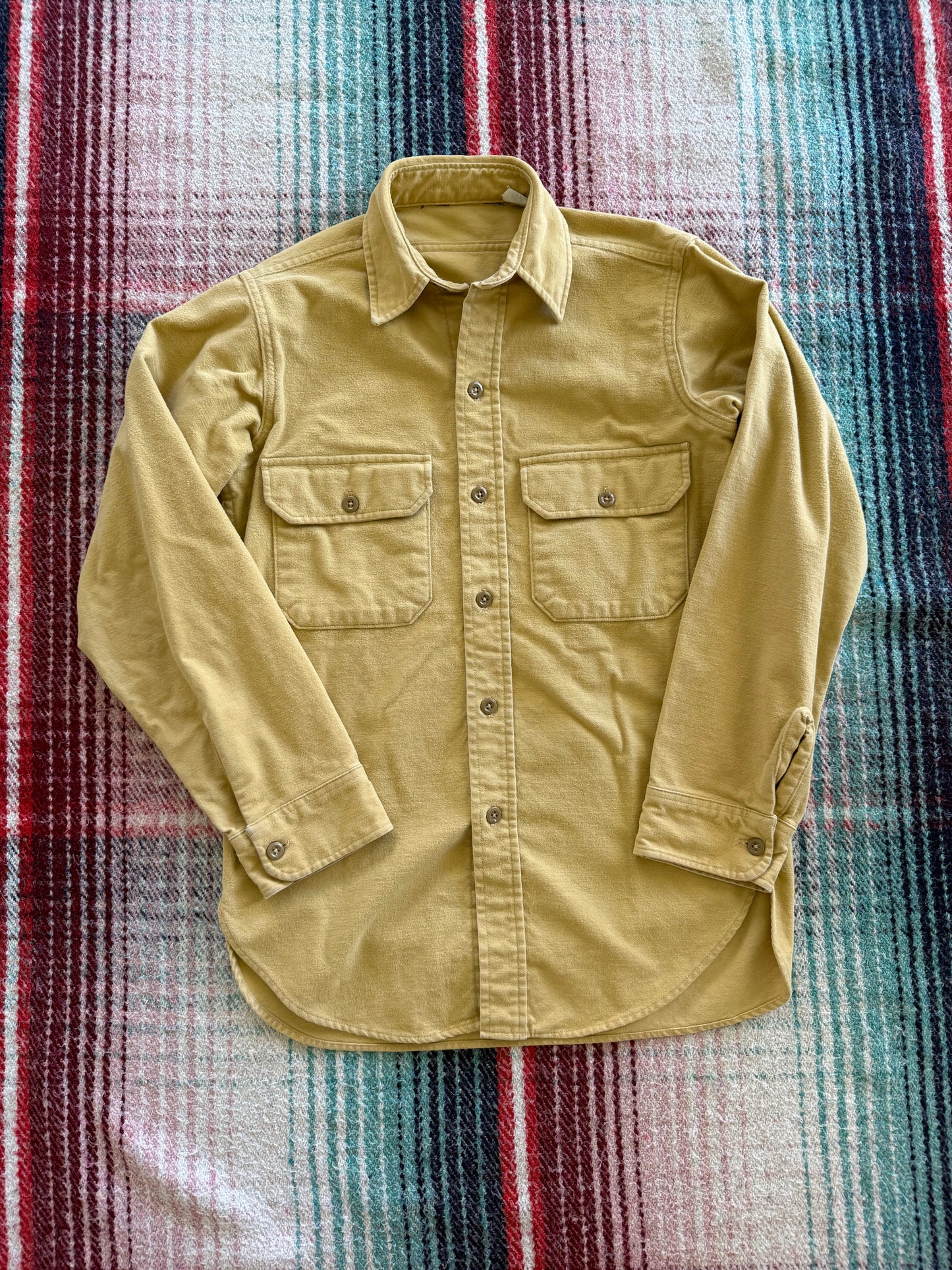 70s LL Bean Yellow Chamois Shirt S