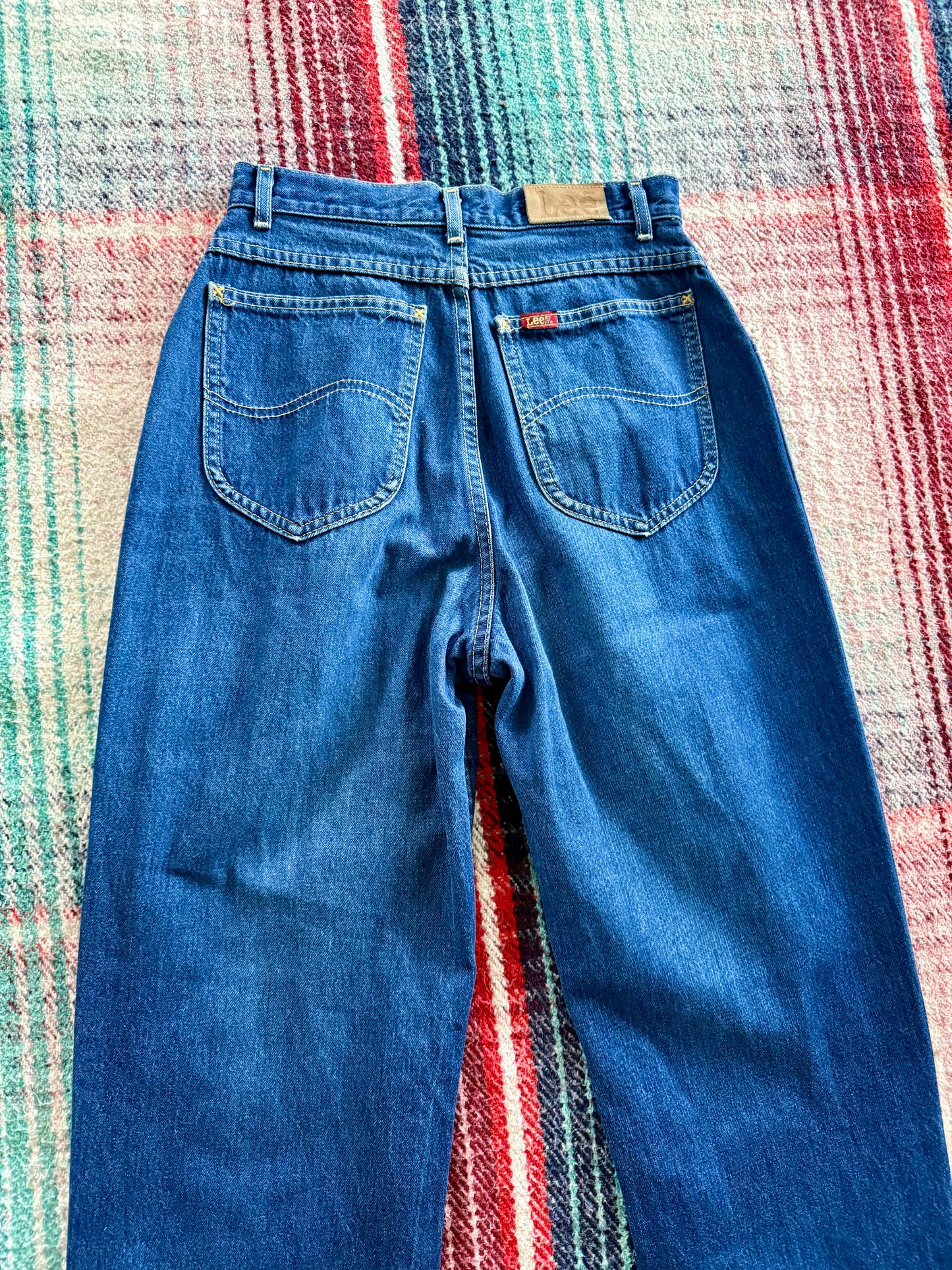 70s Lee Pleated Tapered Medium Wash Jeans 25x29