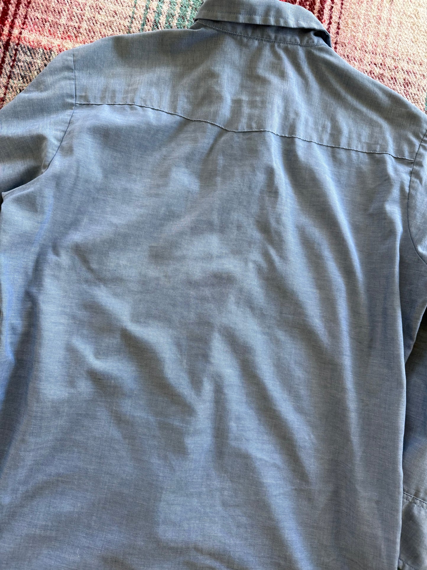 70s Washington Dee Cee Sawtooth Pearl Snap Chambray Shirt XL