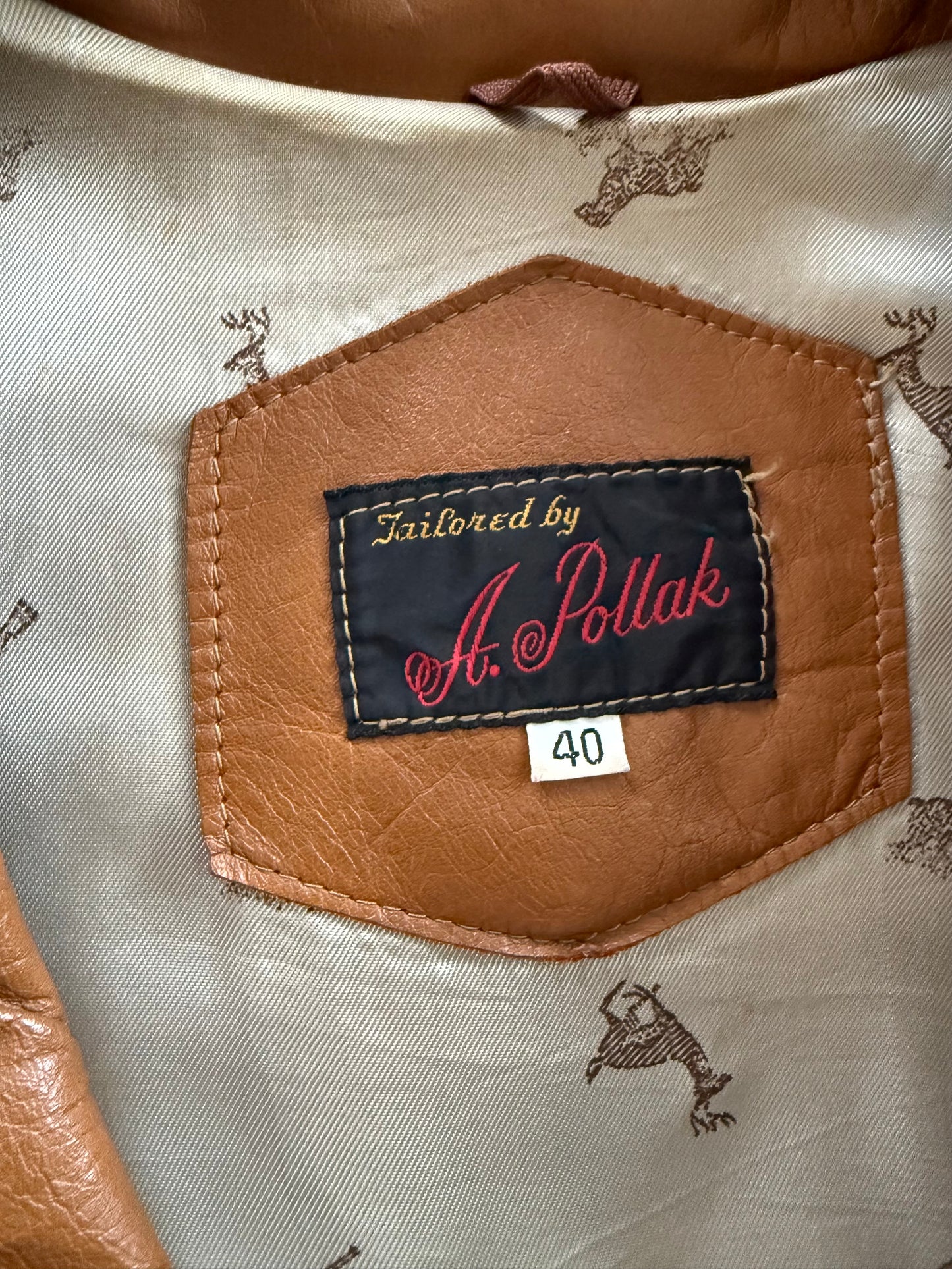 70s Caramel Leather Hunting Jacket M/40