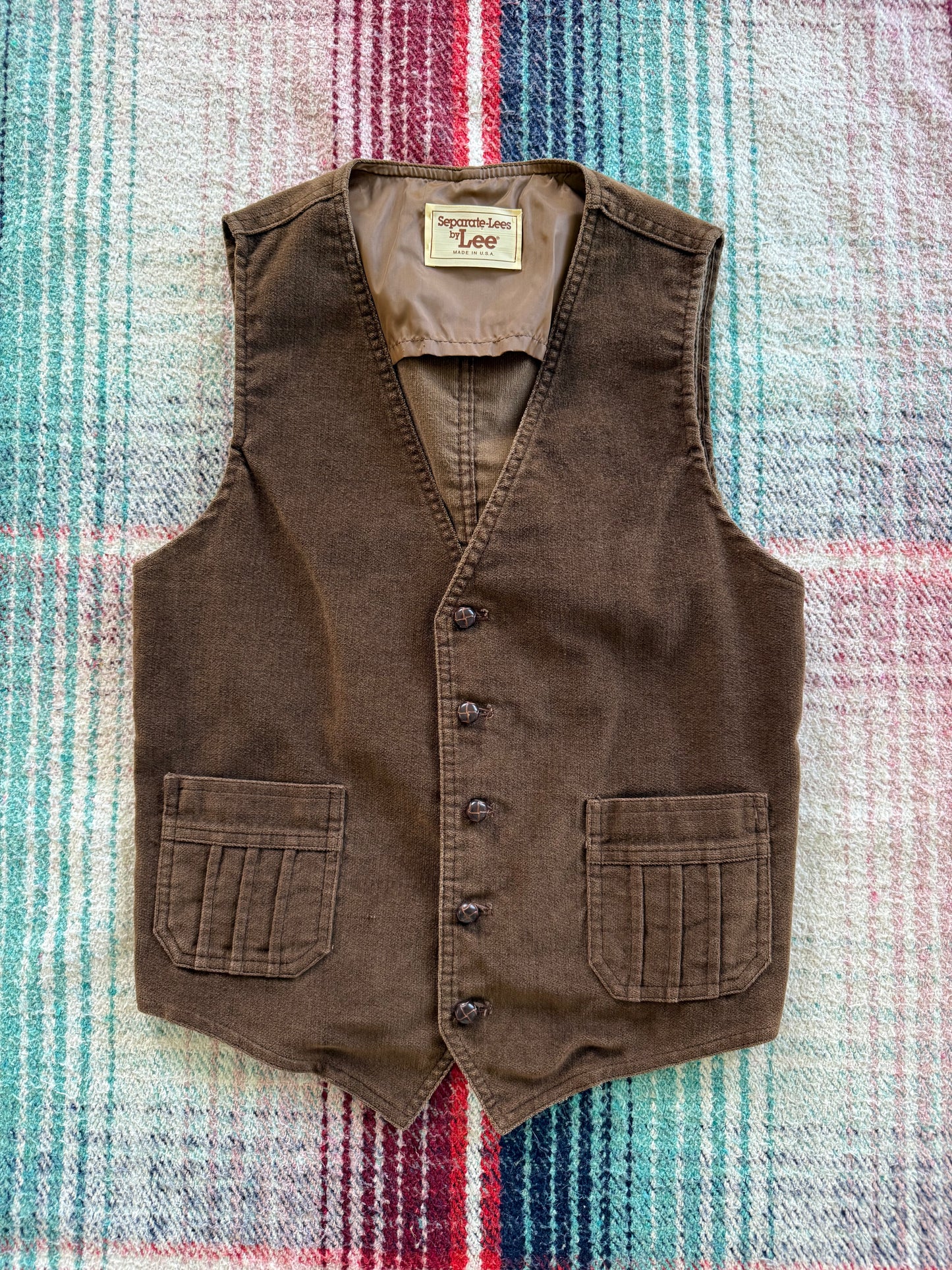 70s Lee Brown Brushed Cotton Vest M