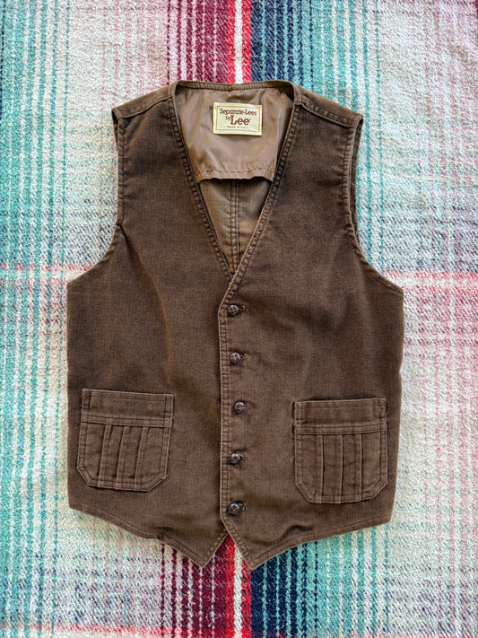 70s Lee Brown Brushed Vest M