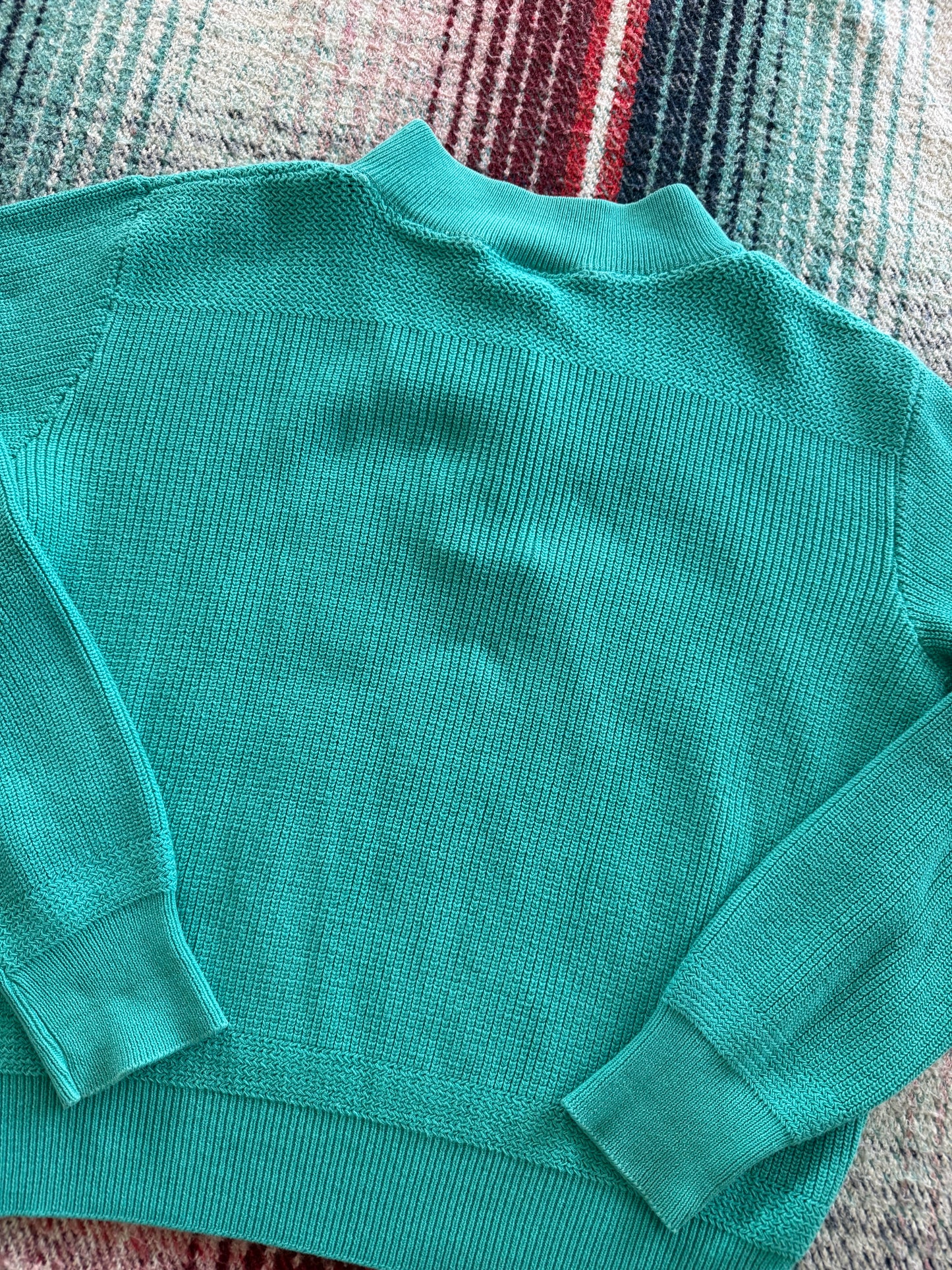 80s Eddie Bauer Teal Henley Sweater L