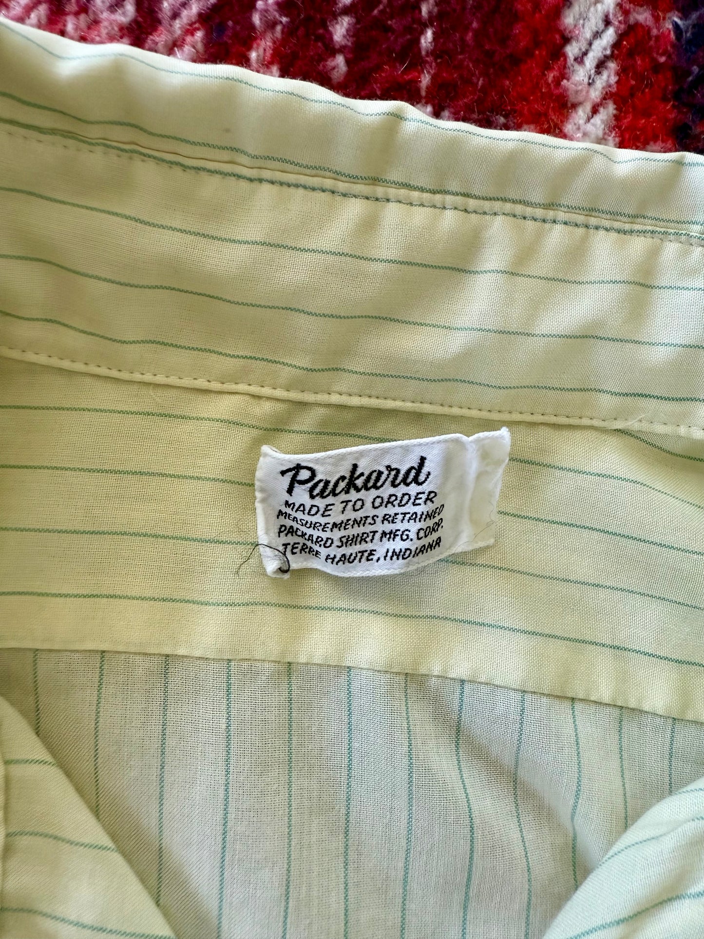 50s Yellow/Green Stripe French Cuff Dress Shirt L