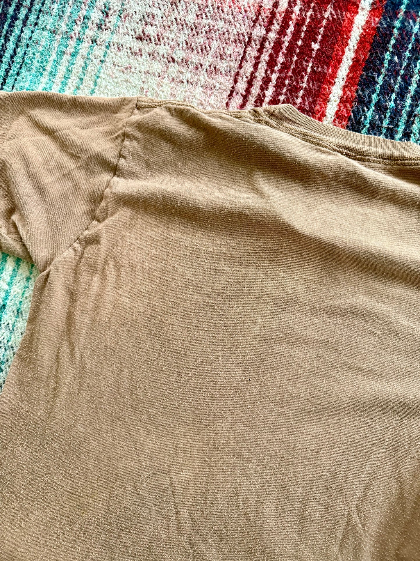 70s Single Stitch Distressed Sun Faded Brown Tee M