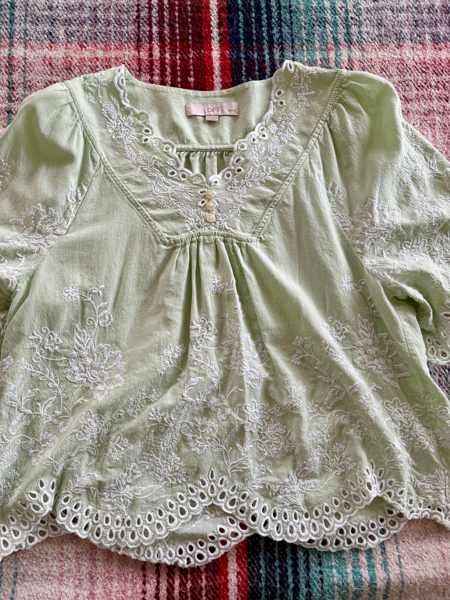 00s Loft Green Embroidered Top LP