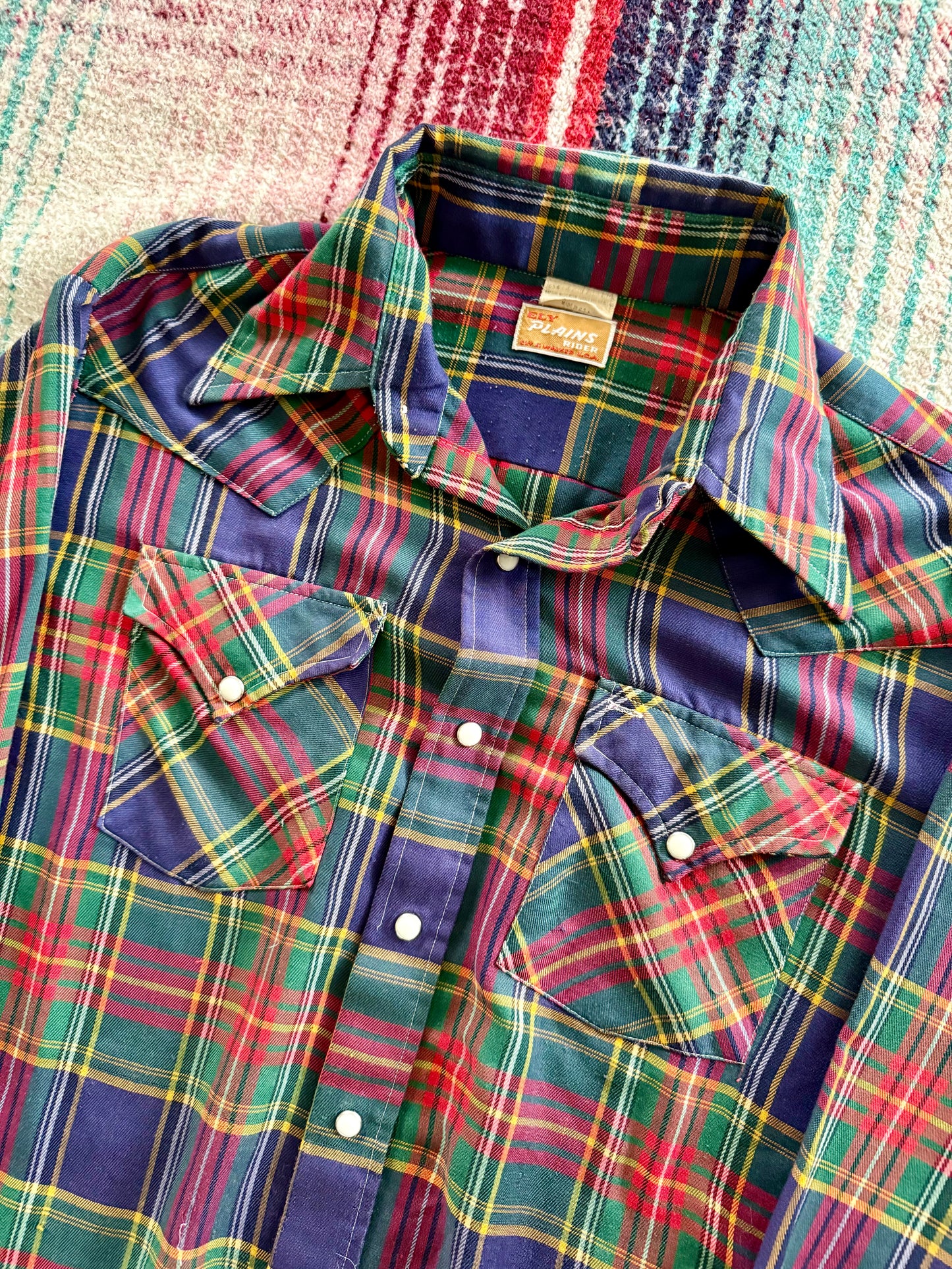 70s Ely Plains Plaid Pearl Snap Western Shirt