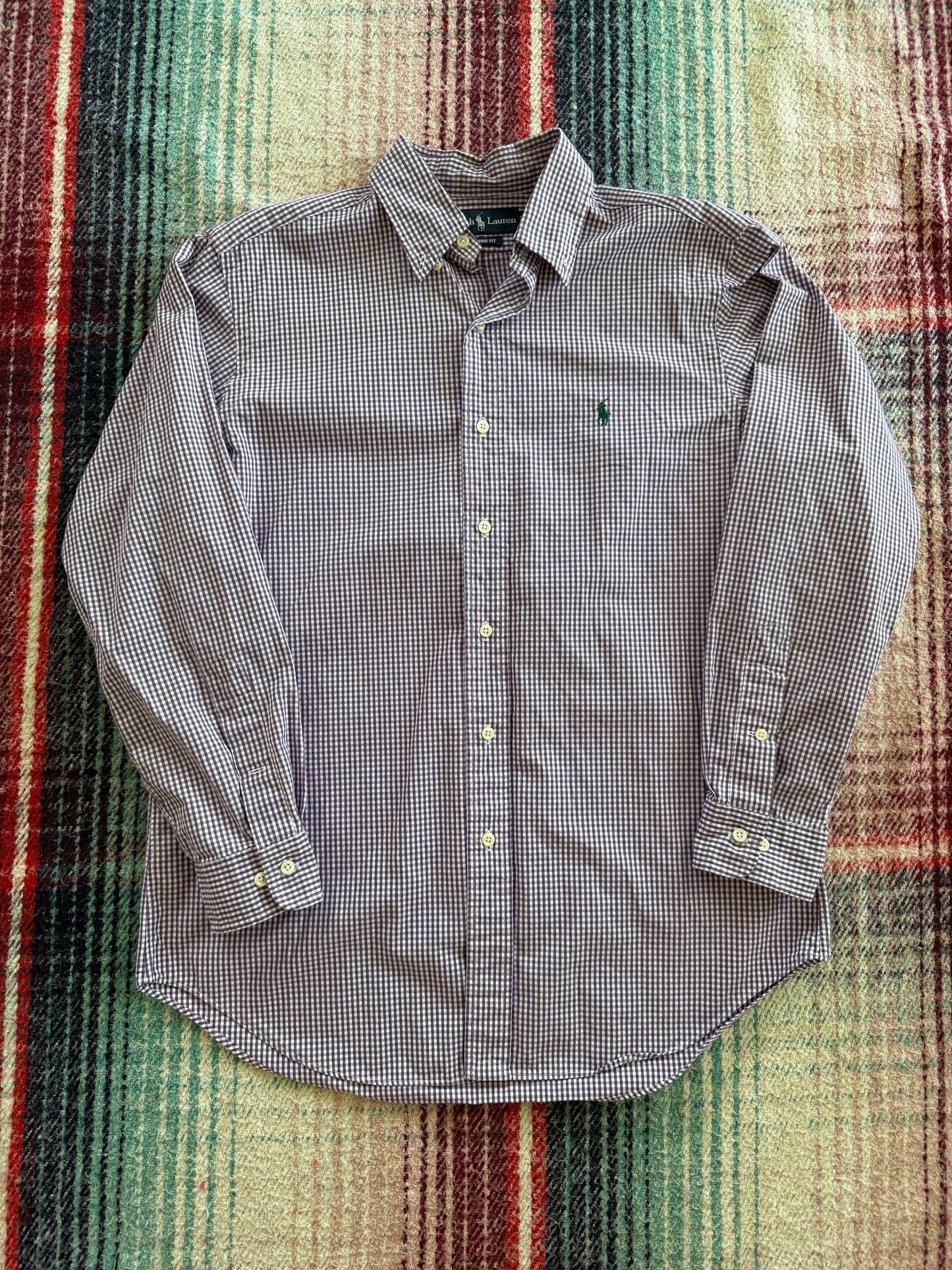 90s Ralph Lauren Purple Check Shirt M