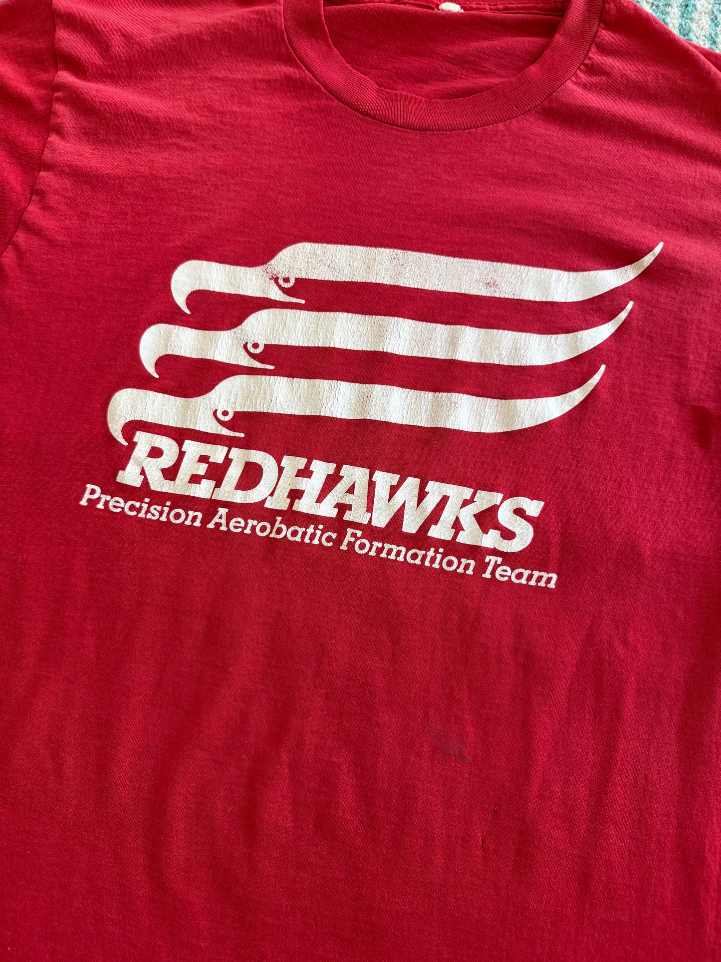 70s RedHawks Flight Team Red Graphic Tee L
