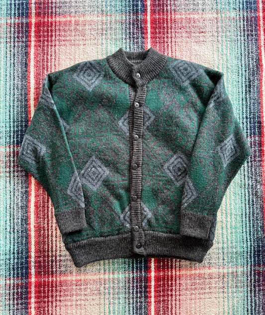 80s Settebello Wool Quilted Geometric Bomber Jacket L