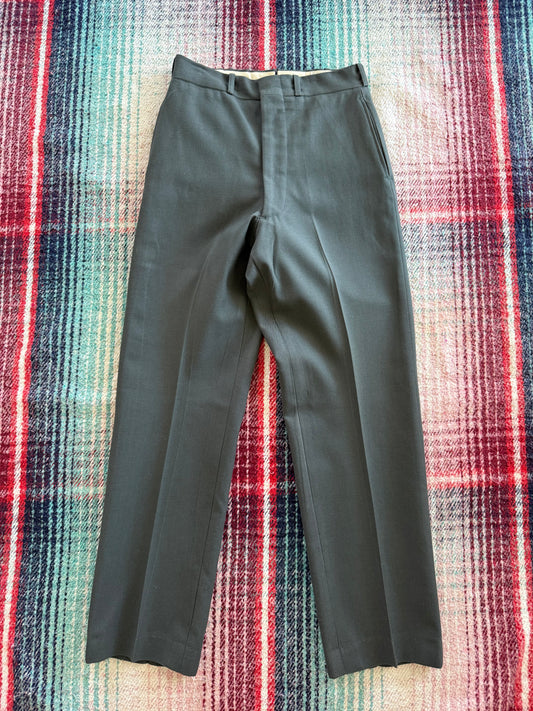 70s Olive Green Wool Flat Front Dress Pants 27x29